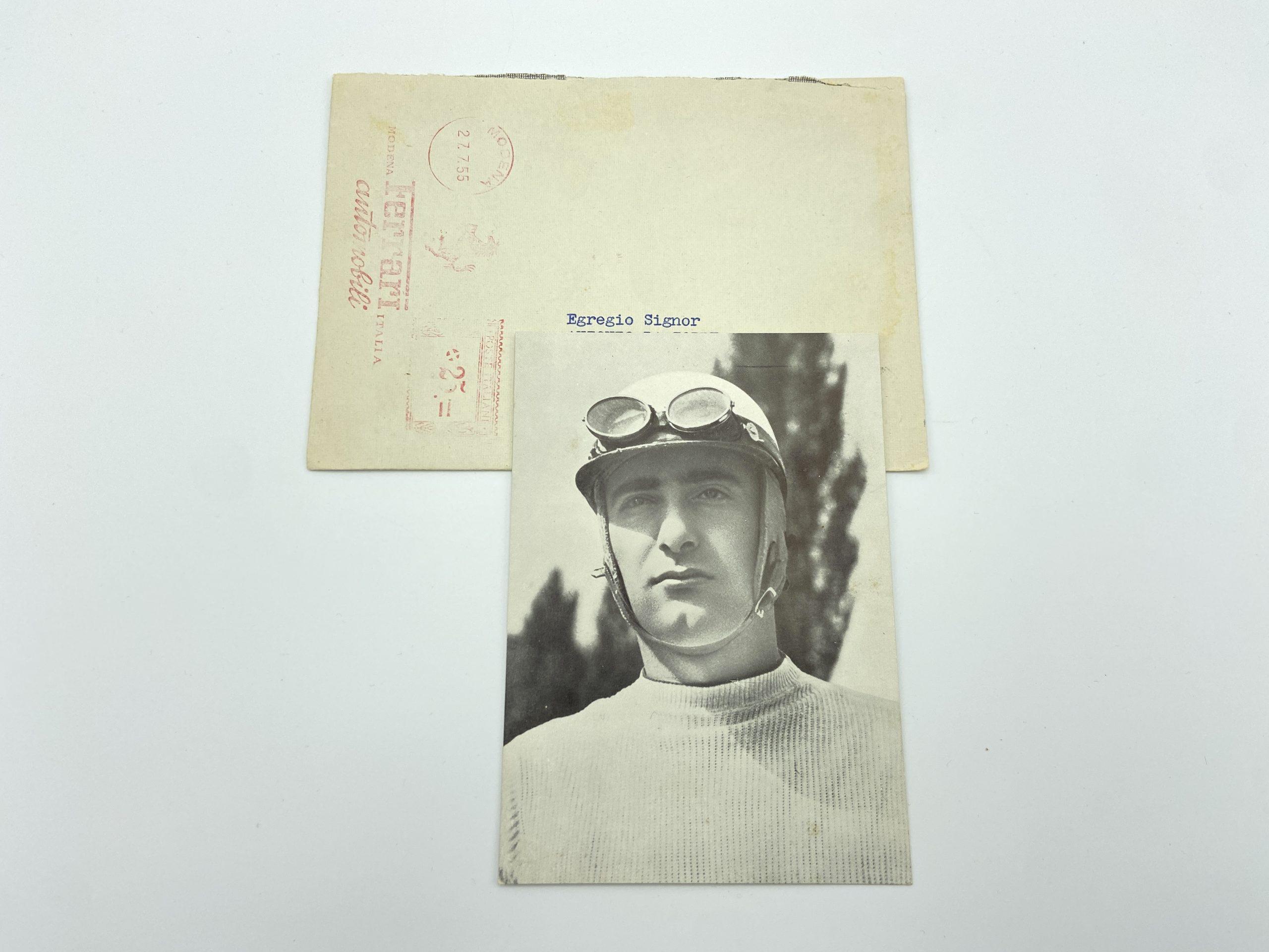 Ferrari Factory Driver Postcard 1955 – Eugenio Castellotti – In Envelop, Factory Stamp