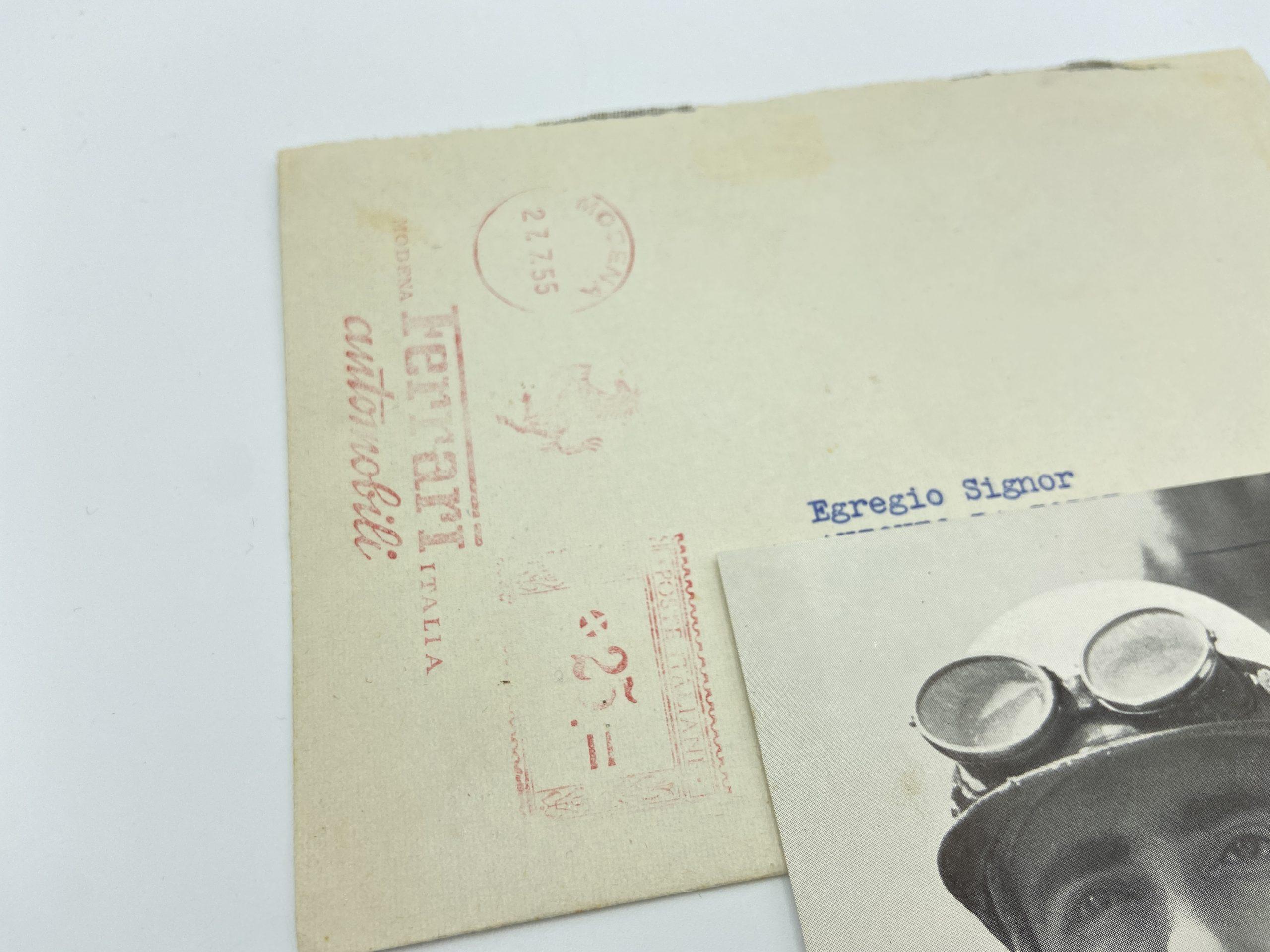 Ferrari Factory Driver Postcard 1955 – Eugenio Castellotti – In Envelop, Factory Stamp