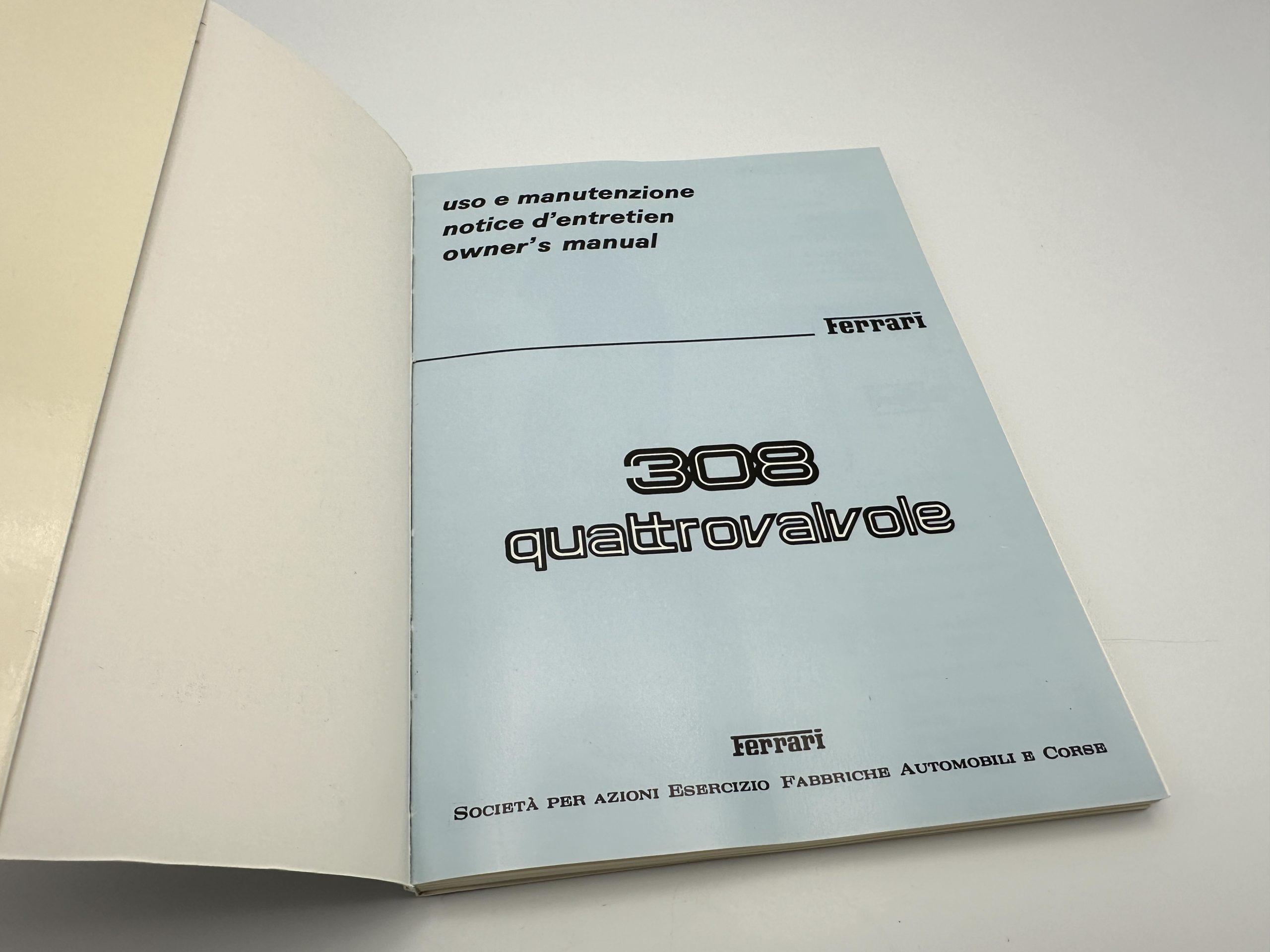 Ferrari 308 QV Quattrovalvole Owner’s Manual #248/82 – 1982