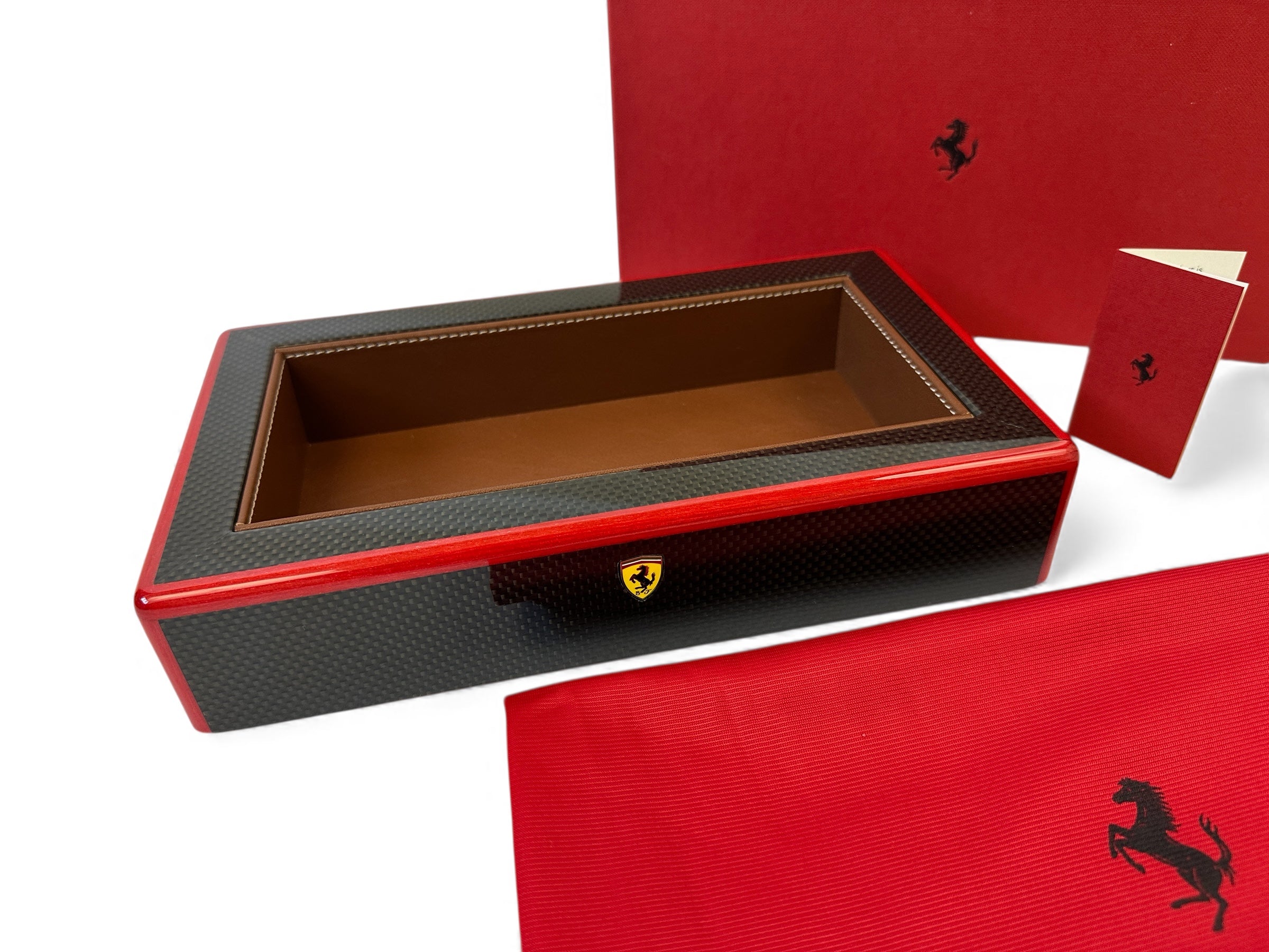 Ferrari Carbon Fiber Pen Tray With Leather Finishing - Official Accessory