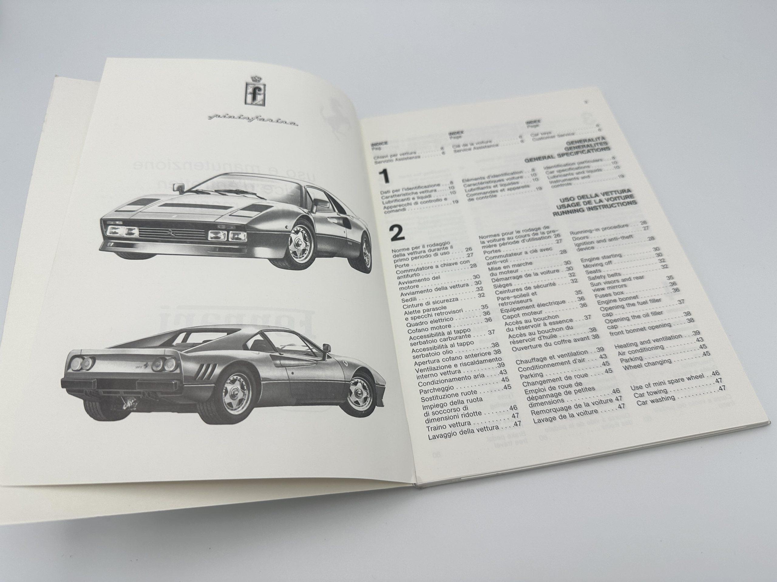 Ferrari 288 GTO Owner’s Manual – White Cover