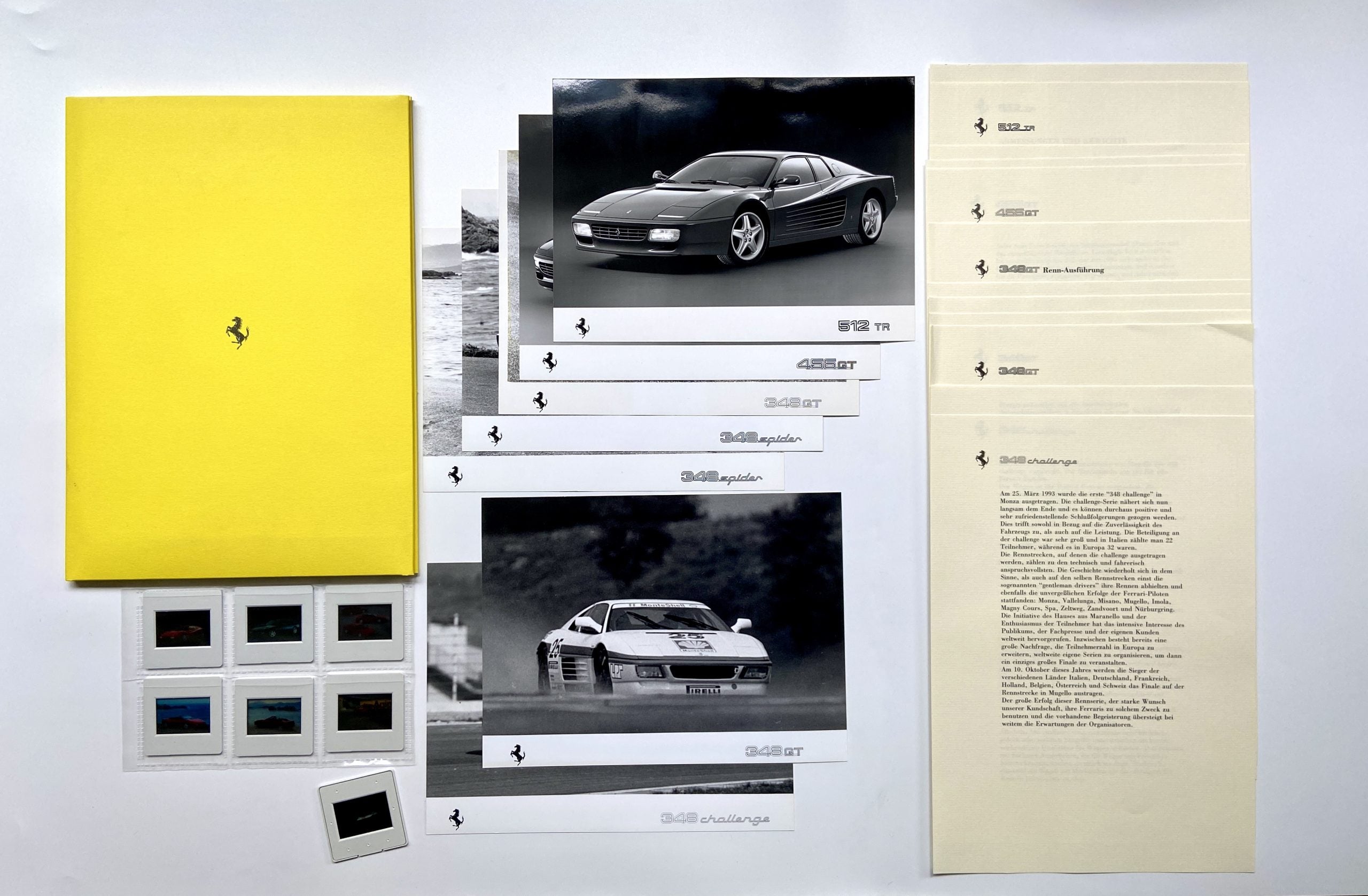 Ferrari 348 GT and Challenge, 456 GT, 512 TR Press Release Folder Brochure - German