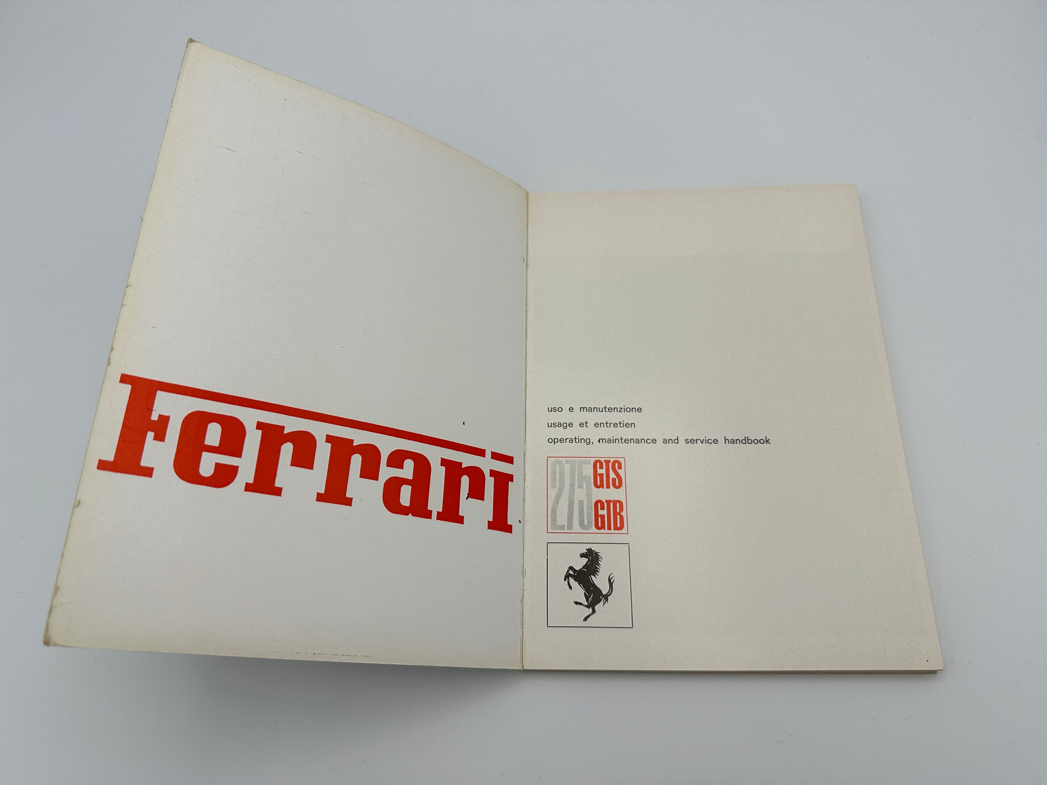 Ferrari 275 GTB/GTS Owner's Manual, Handbook #01/65 - 1965