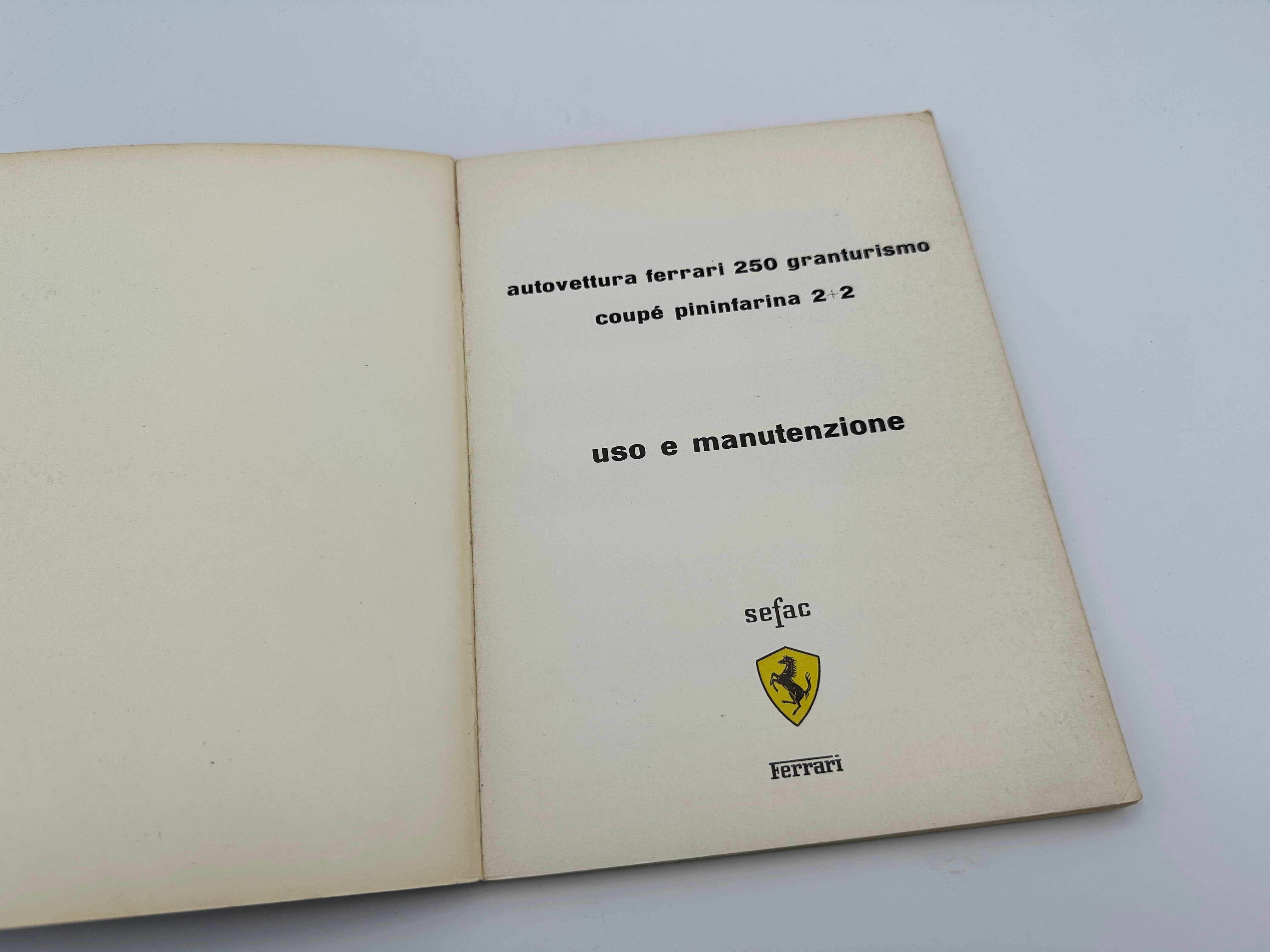 Ferrari 250 GT/E Coupe Pininfarina 2+2 Uso E Manutenzione - Owners Manual - 1961 - Italian