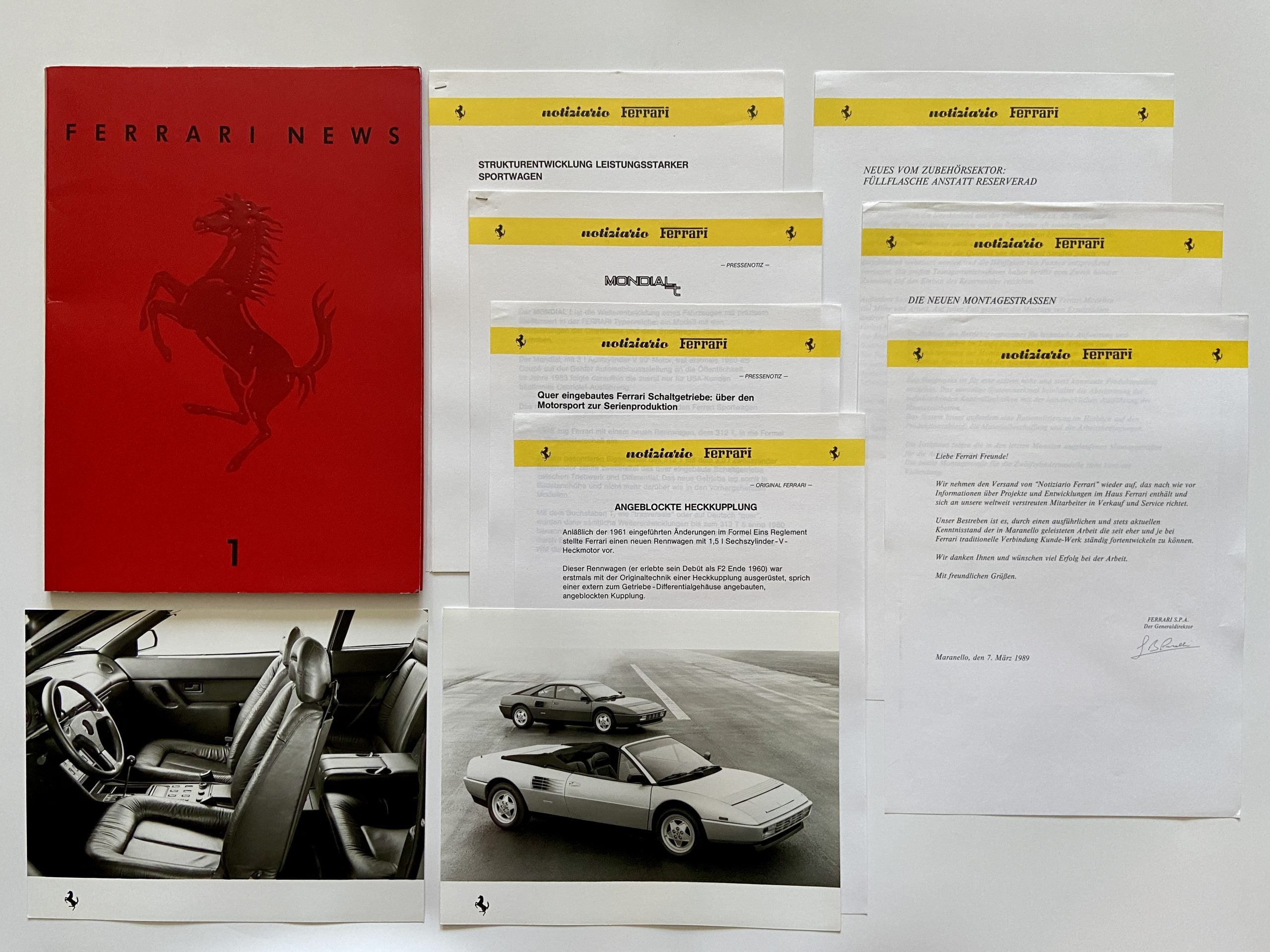 Ferrari Mondial T Press Folder, Brochure, Notiziario #538/89 - German