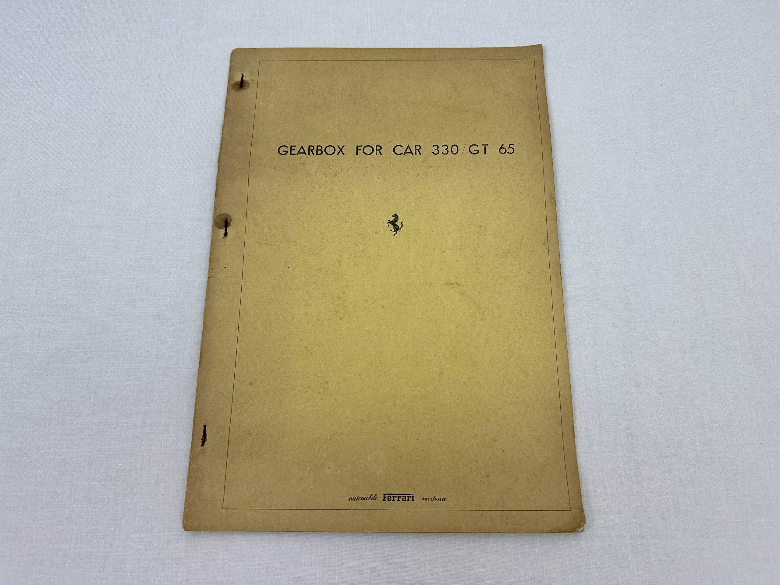 Ferrari 330 GT 1965 Gearbox Assembly Data and Overhaul Instructions, Workshop Manual