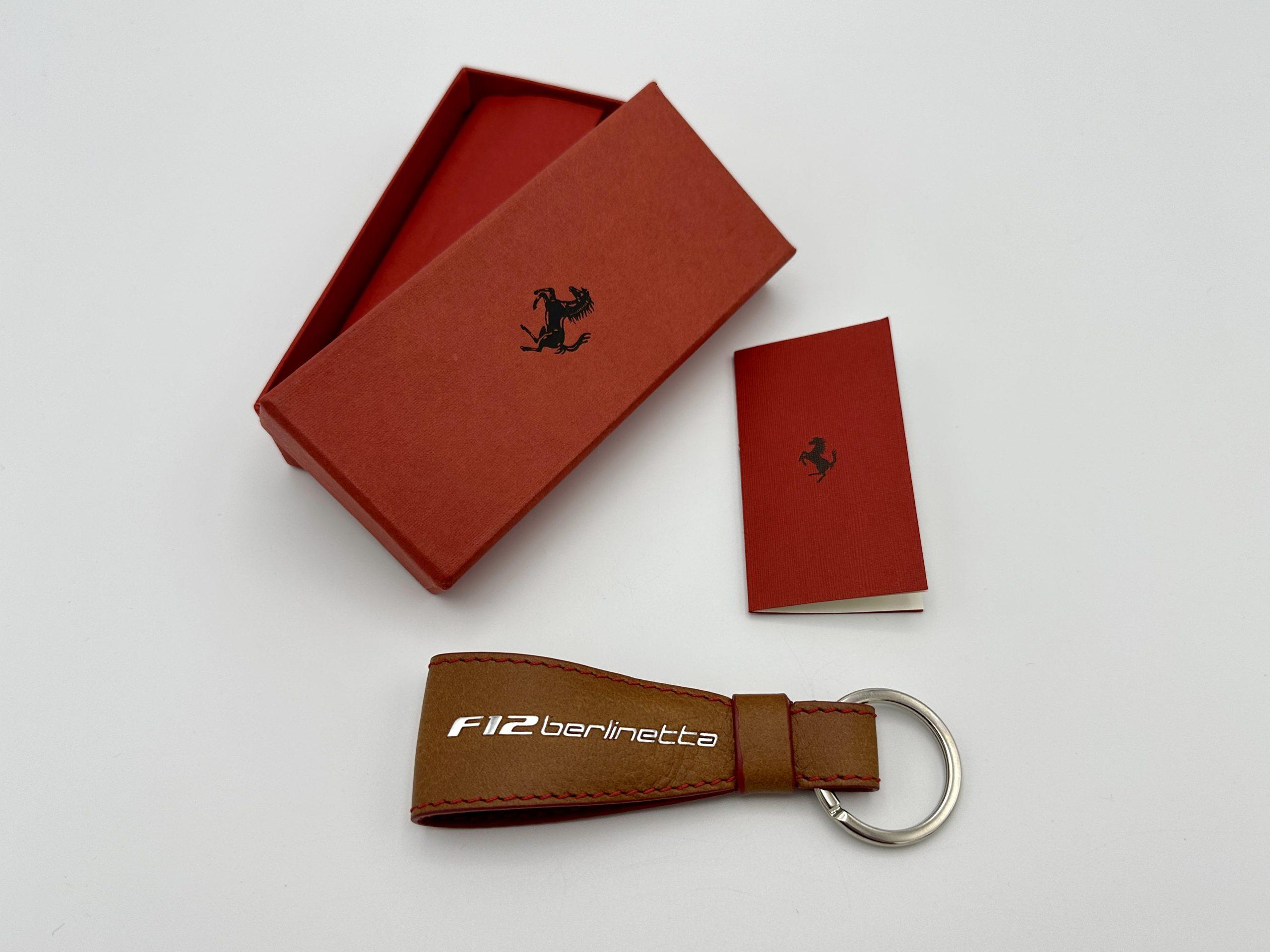 Ferrari F12 Berlinetta Brown Leather Keychain, Keyfob – Official Accessory