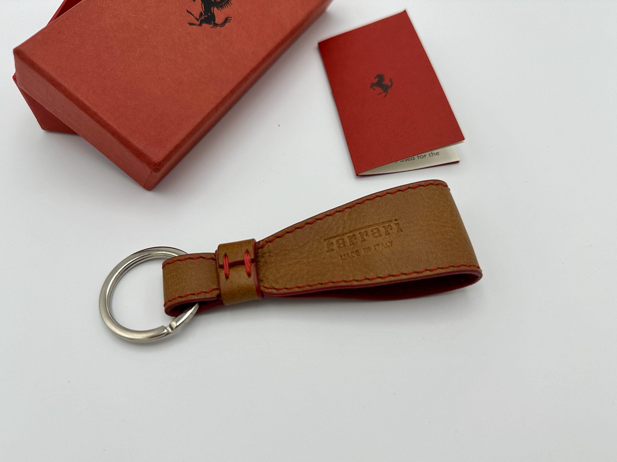 Ferrari F12 Berlinetta Brown Leather Keychain, Keyfob – Official Accessory