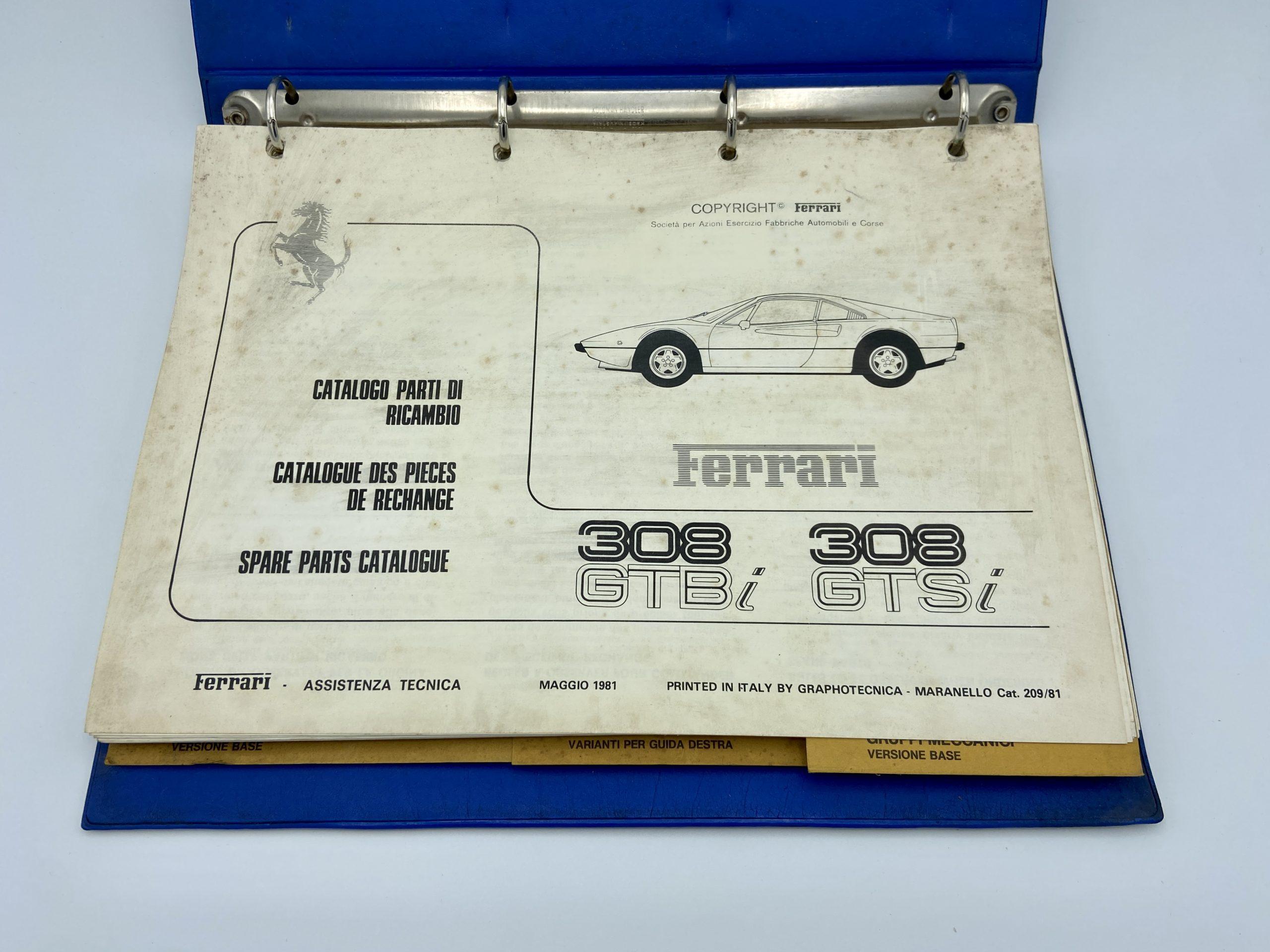 Ferrari 308 GTBi/GTSi Spare Parts Catalogue #209/81 – 1981