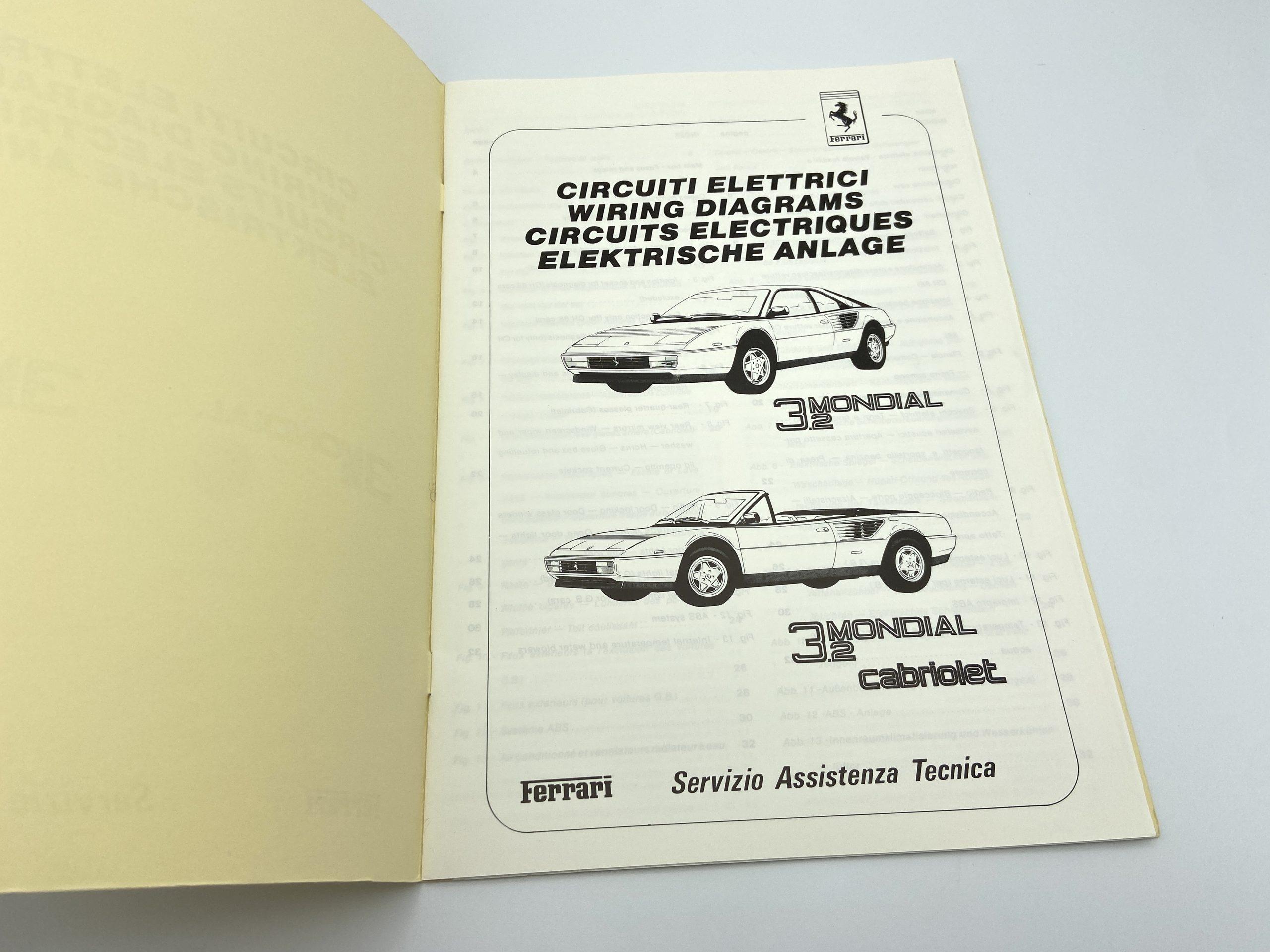 Ferrari Mondial 3.2 + Cabriolet Wiring Diagrams – Circuiti Elettrici #488/87 - 1987