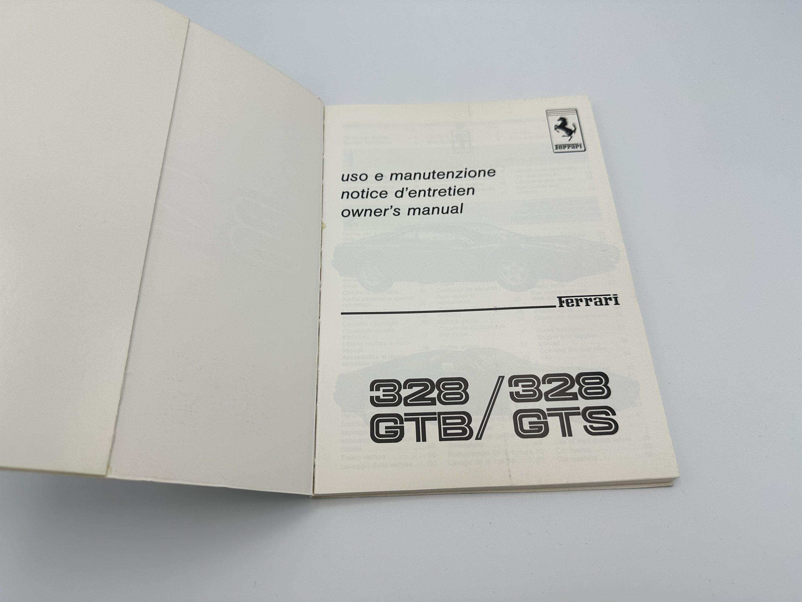 Ferrari 328 GTB/GTS Owner’s Manual #376/85 – 1985