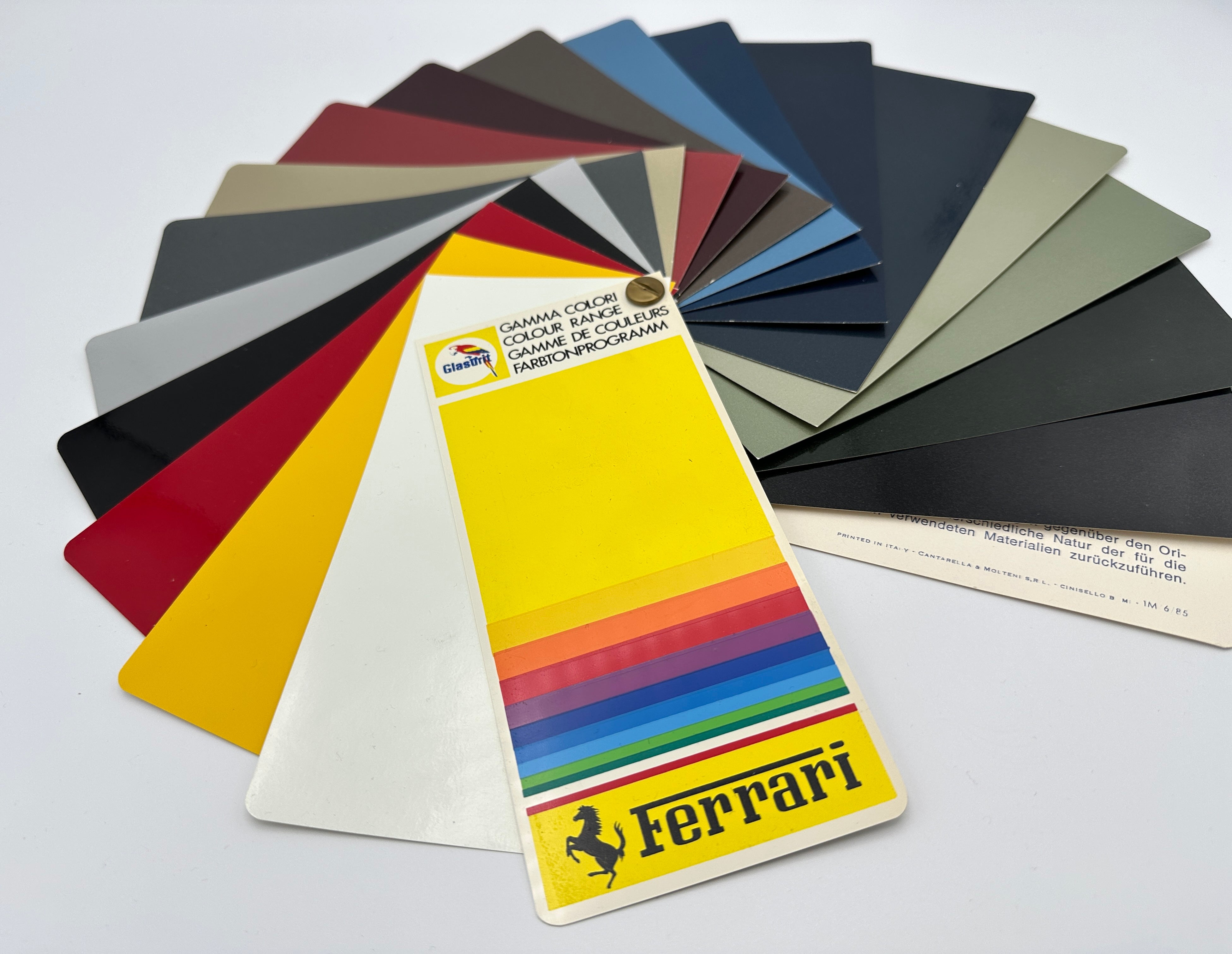 Ferrari Glasurit Color, Colour Range Sample Swatch - Paint Sample Brochure - 1M/6/85 - 1985