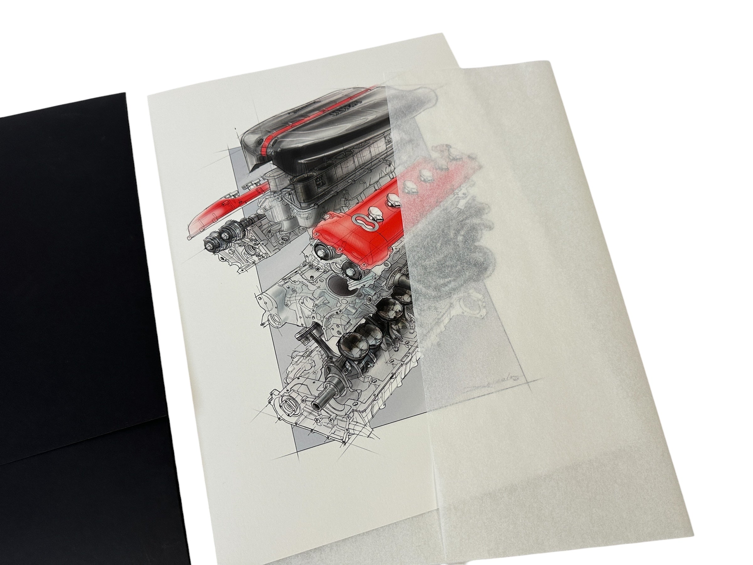 Ferrari LaFerrari Engine Lithograph Sketch, Angelo Nivola - Limited 1/500