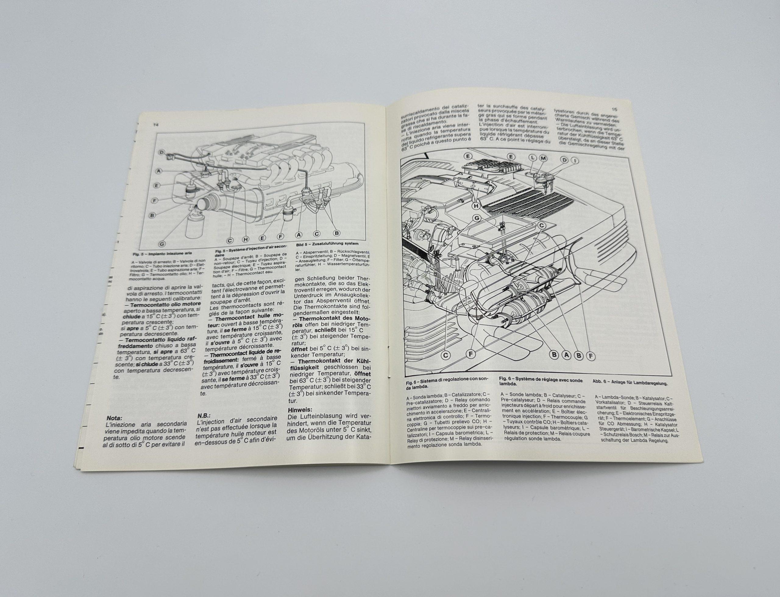 Ferrari Testarossa Owner’s Manual Supplement Swiss Version #467/87 - 1987