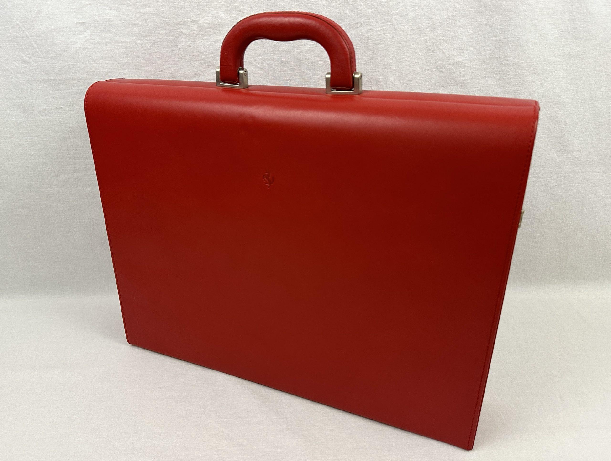 Ferrari Schedoni Red Leather Briefcase, Business Suitcase – Made in Italy