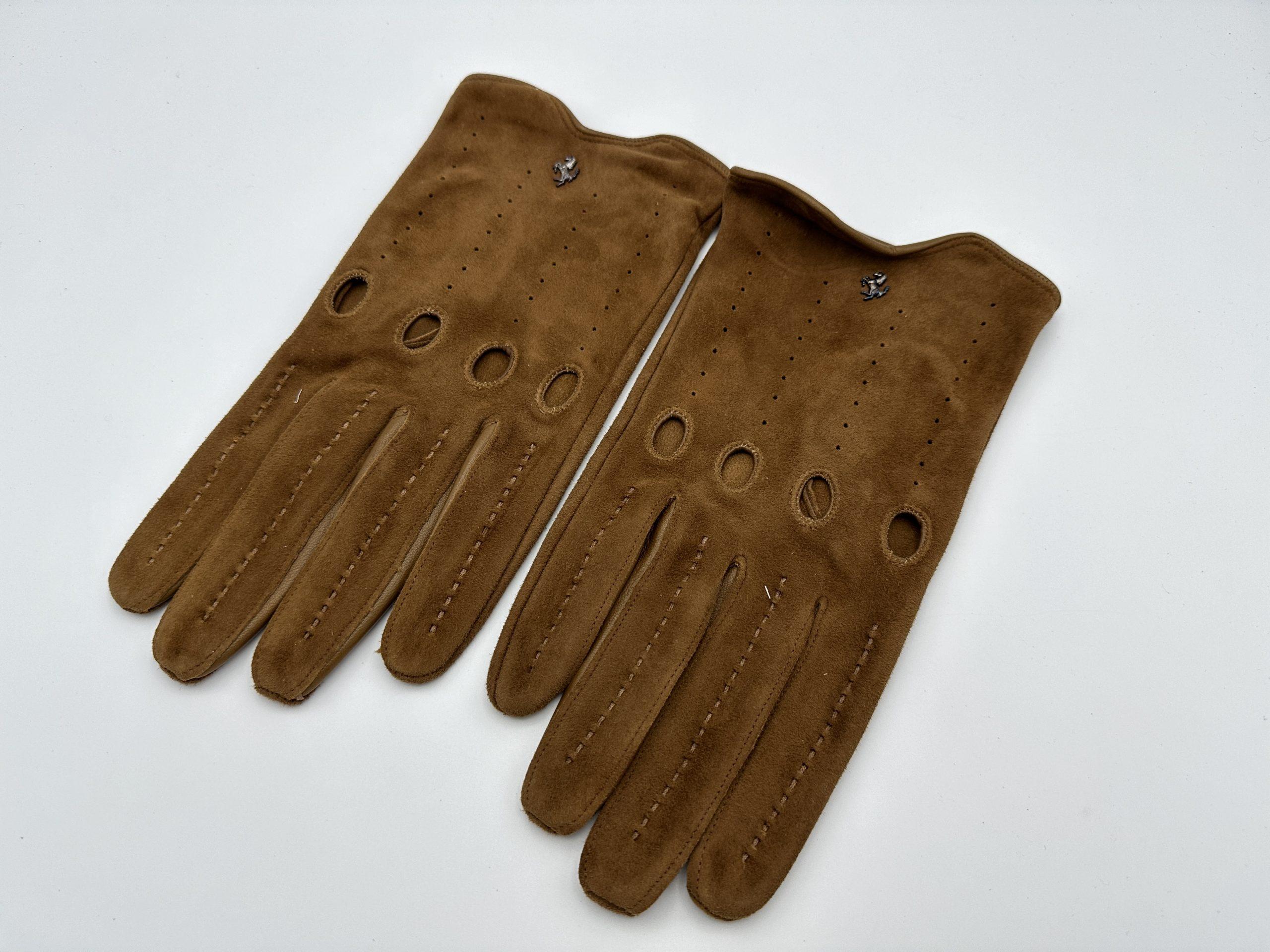 Ferrari Brown Lambskin Leather Driving Gloves, Racing Gloves – Size XL – Official Merchandise