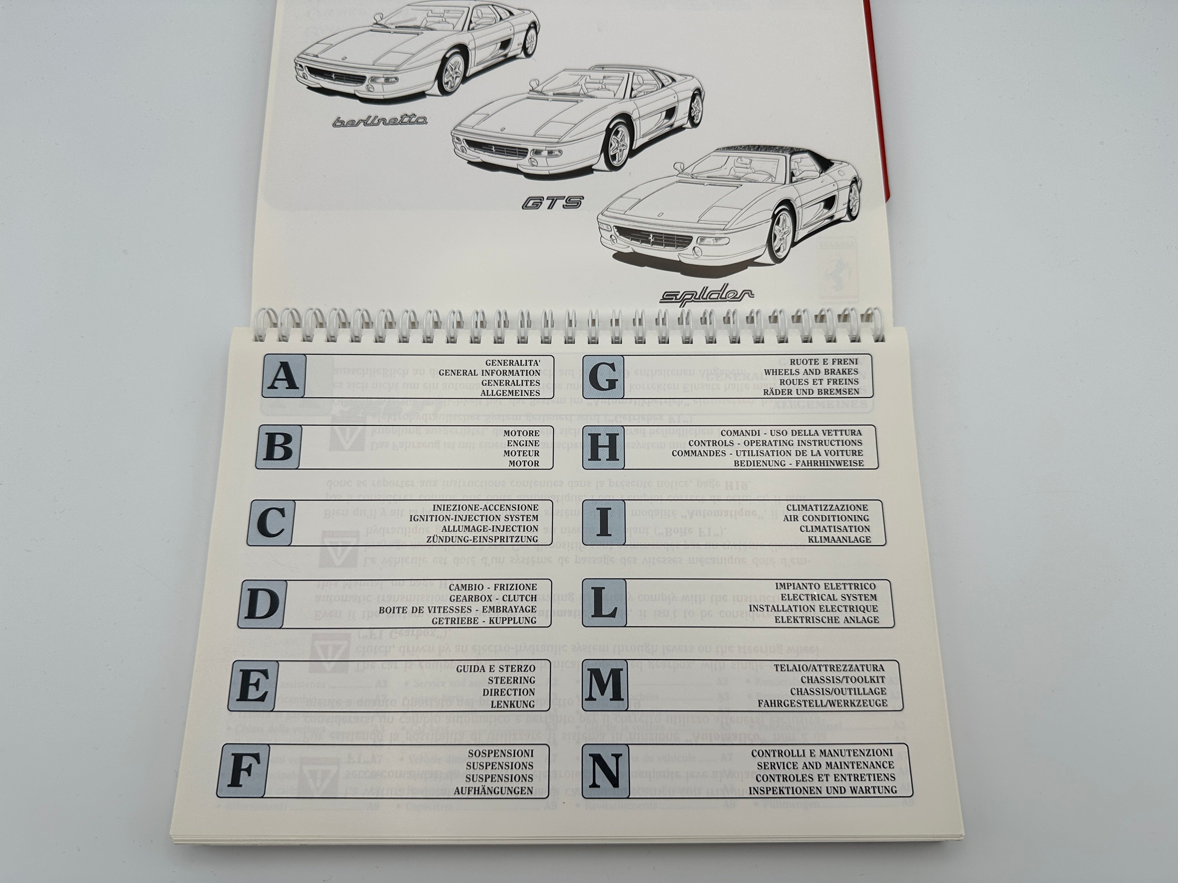 Ferrari 355 F1 Berlinetta, GTS & Spider Owners Manual #1234/97 - 1997