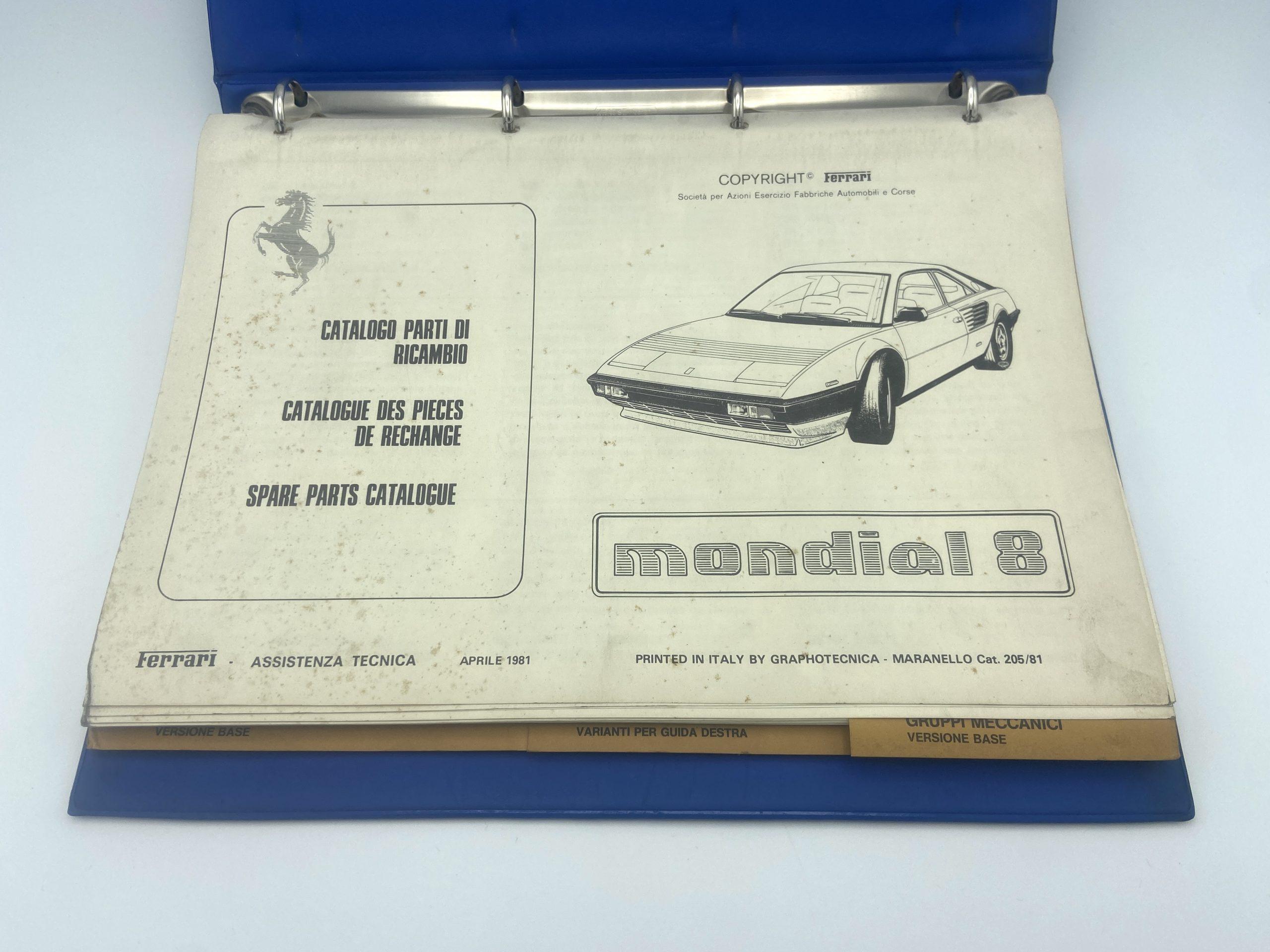 Ferrari Mondial 8 Spare Parts Catalogue #205/81 – 1981