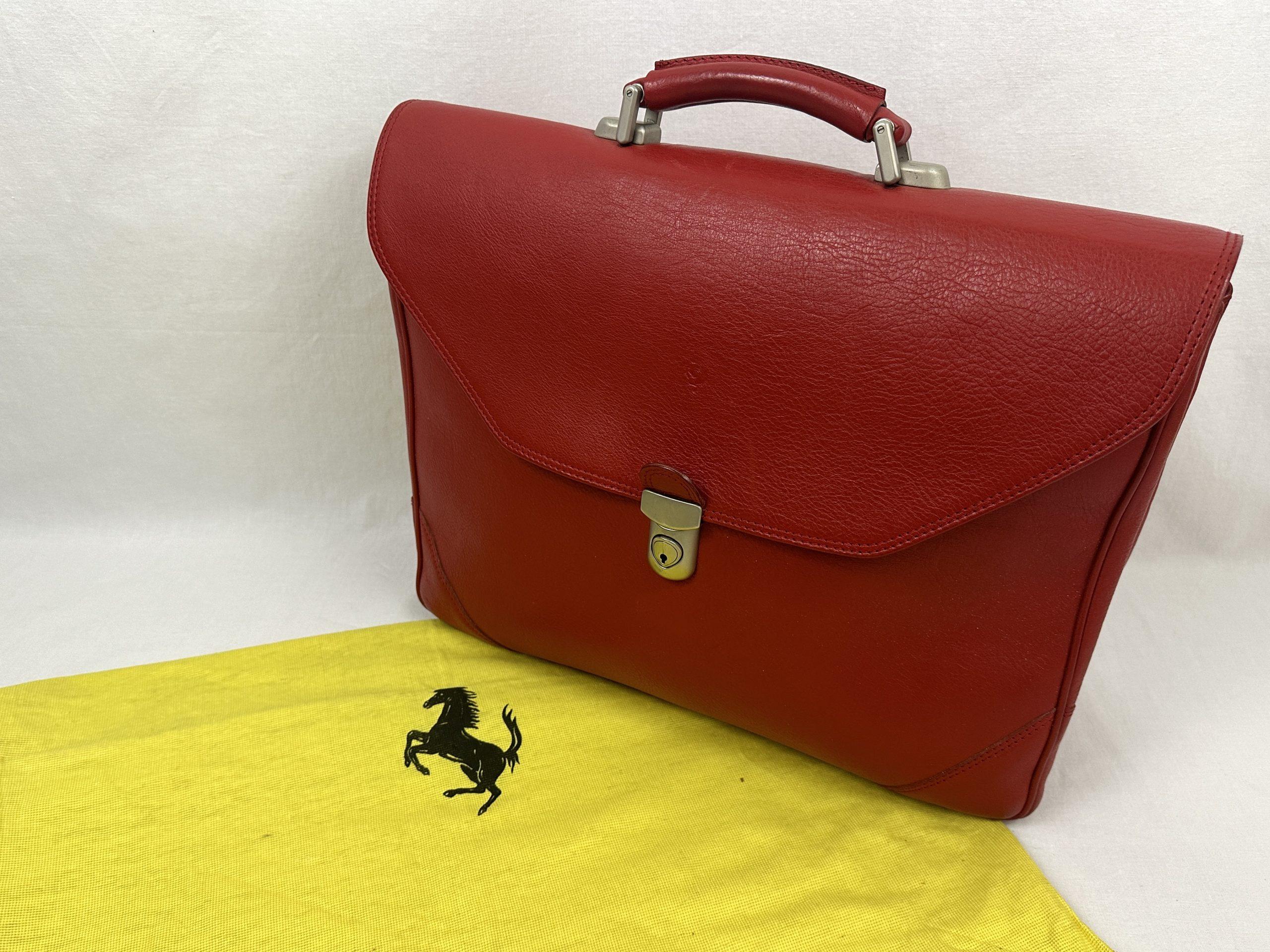 Ferrari Red Leather Business Suitcase, Briefcase Bag – Made by Schedoni