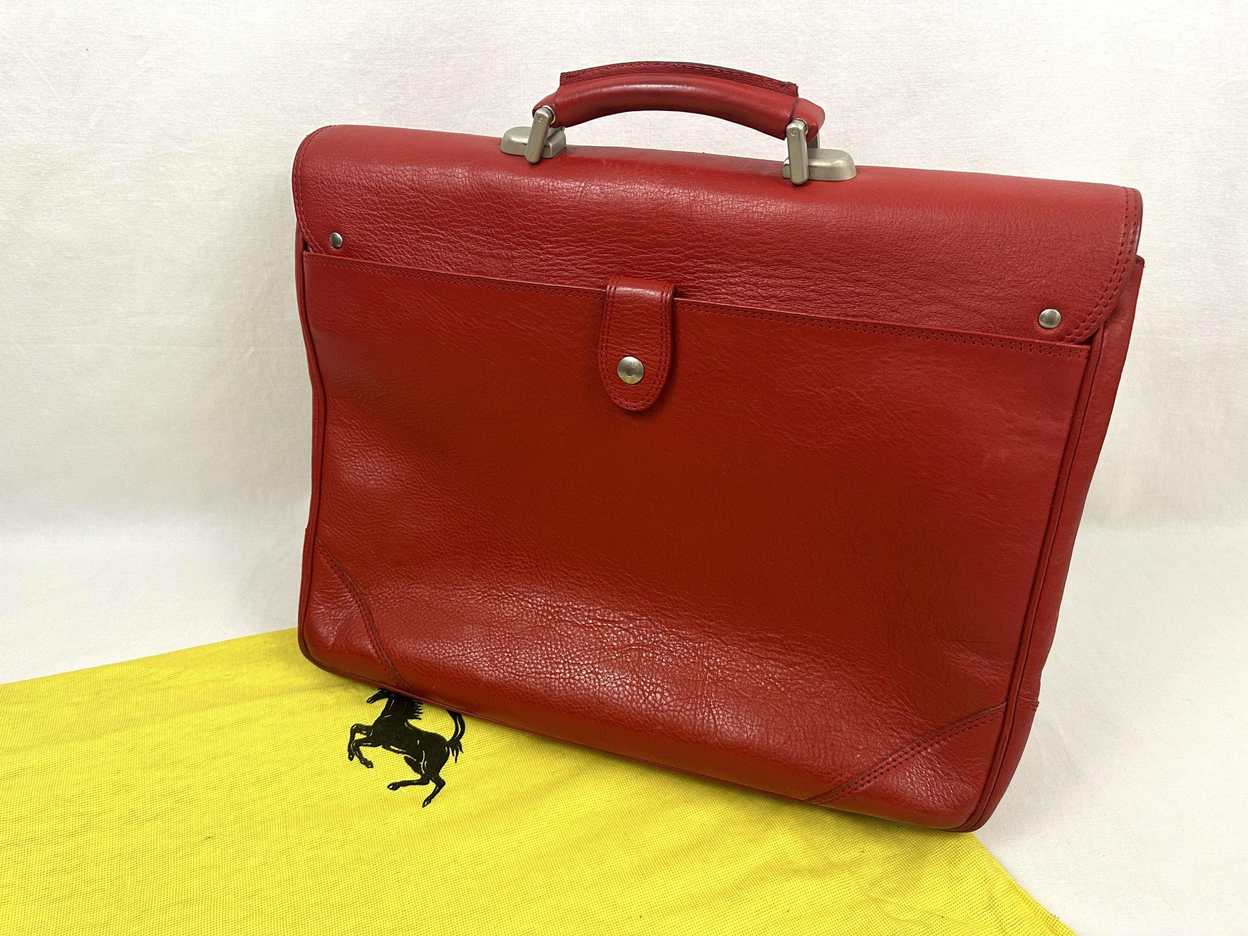 Ferrari Red Leather Business Suitcase, Briefcase Bag – Made by Schedoni