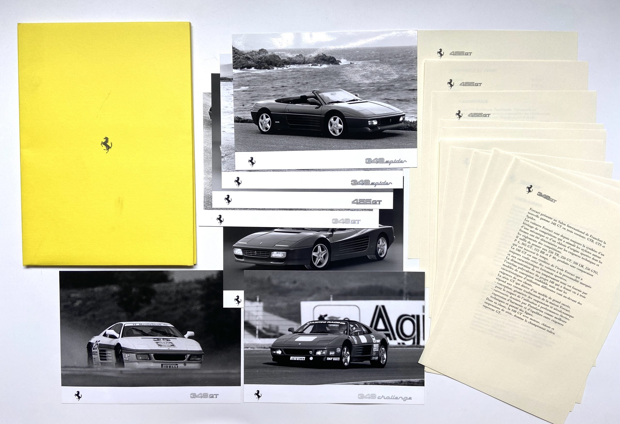 Ferrari 348 GT and Challenge, 456 GT, 512 TR Press Release Folder Brochure – French