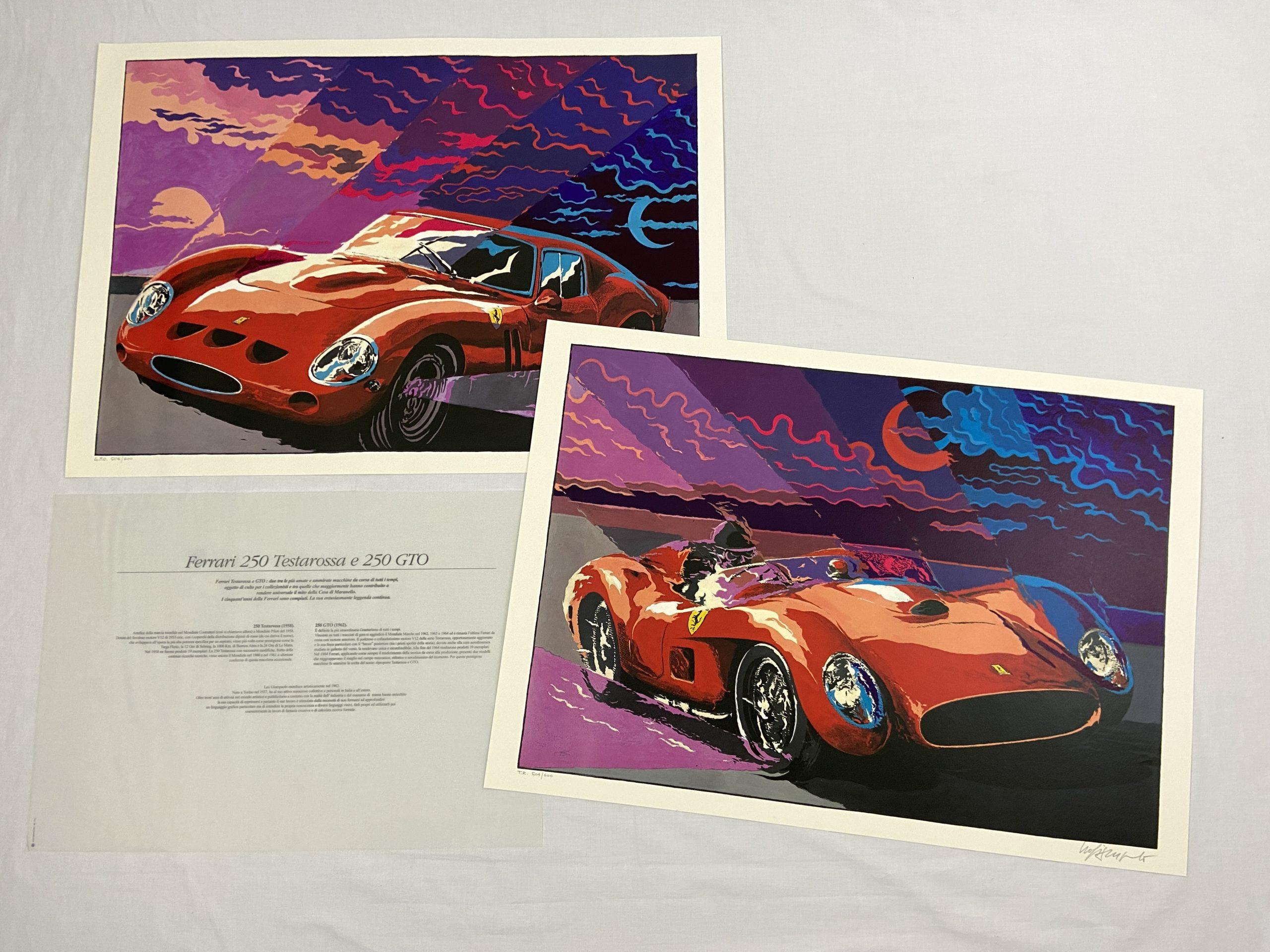 Ferrari 250 GTO & 250 Testarossa Lithograph Set - Leo Giampaolo - Limited Number