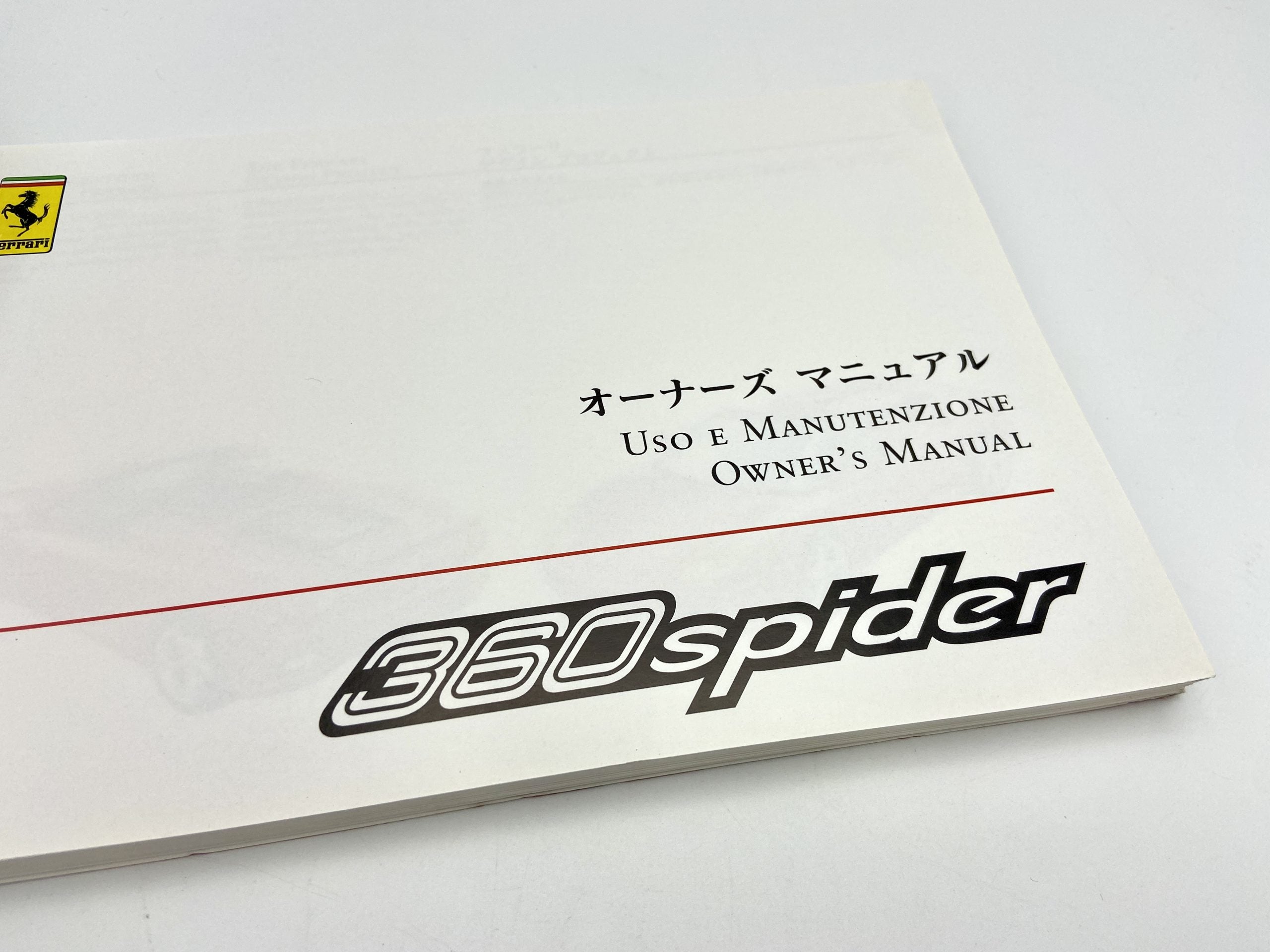 Ferrari 360 Spider Owner’s Manual #1677/01 – Japanese Version