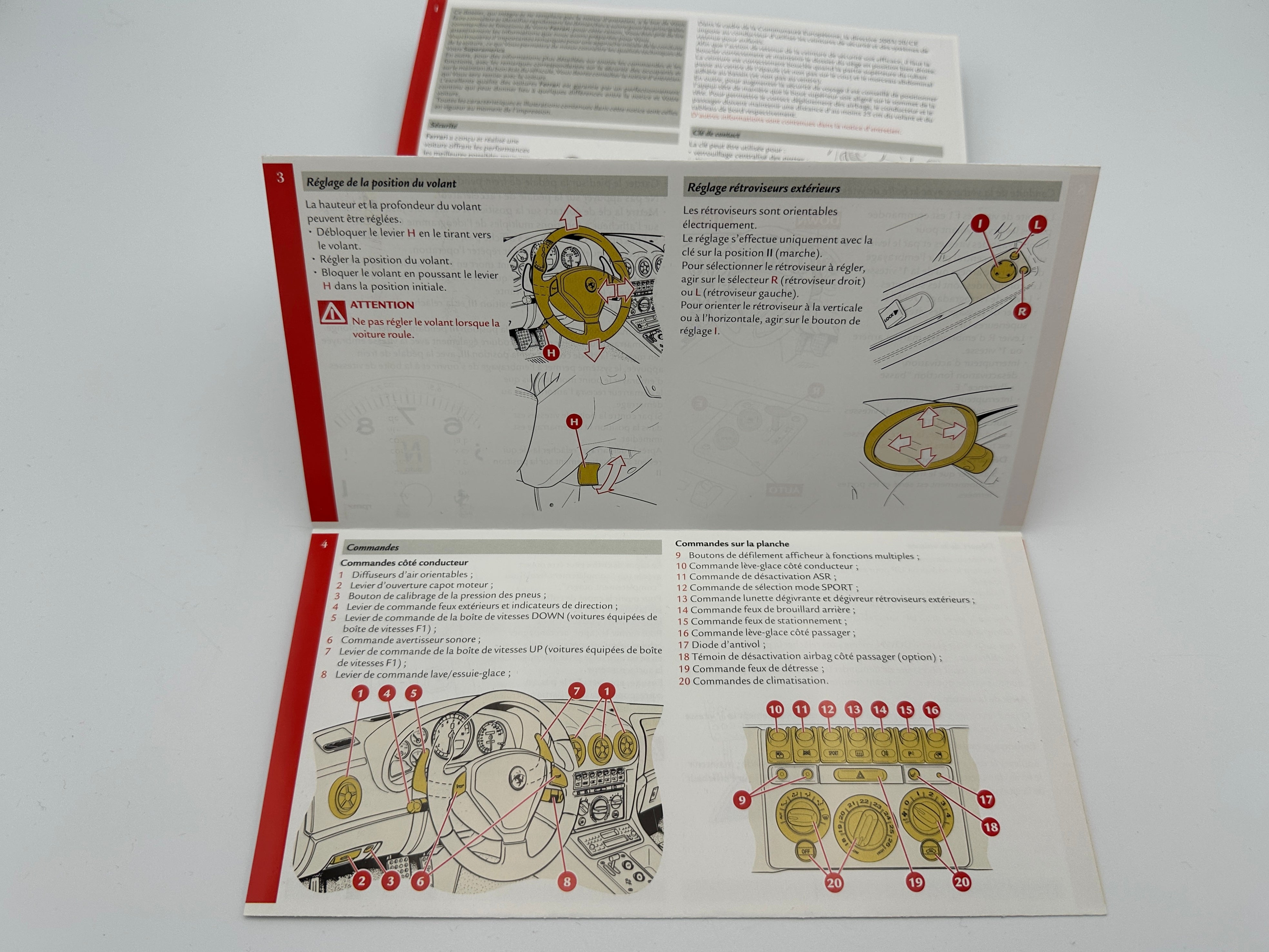 Ferrari 575 Superamerica Quick Consultation Guide Instructions Manual #2249/05 - French