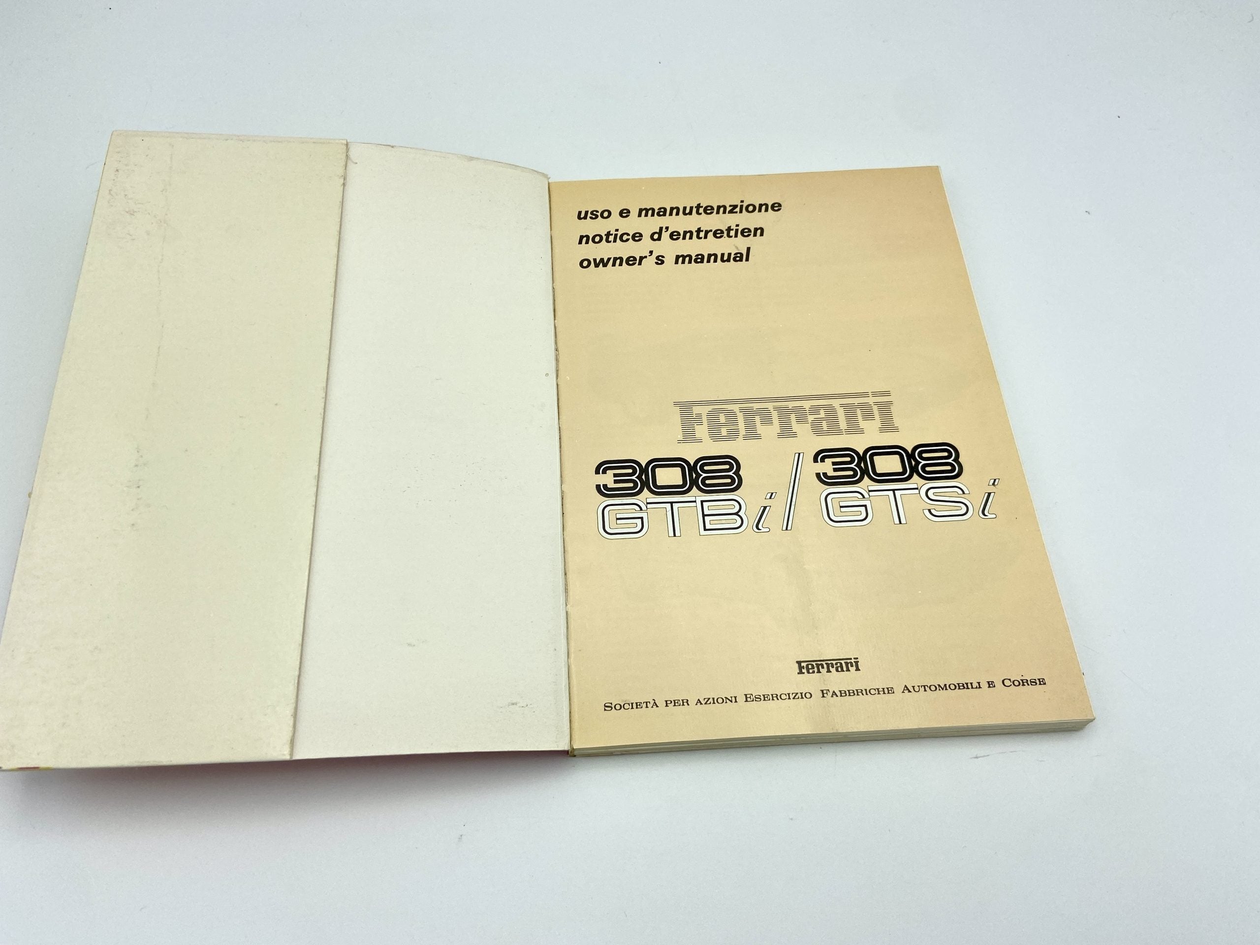 Ferrari 308 GTBi/GTSi Owner’s Manual #195/80 - 1980