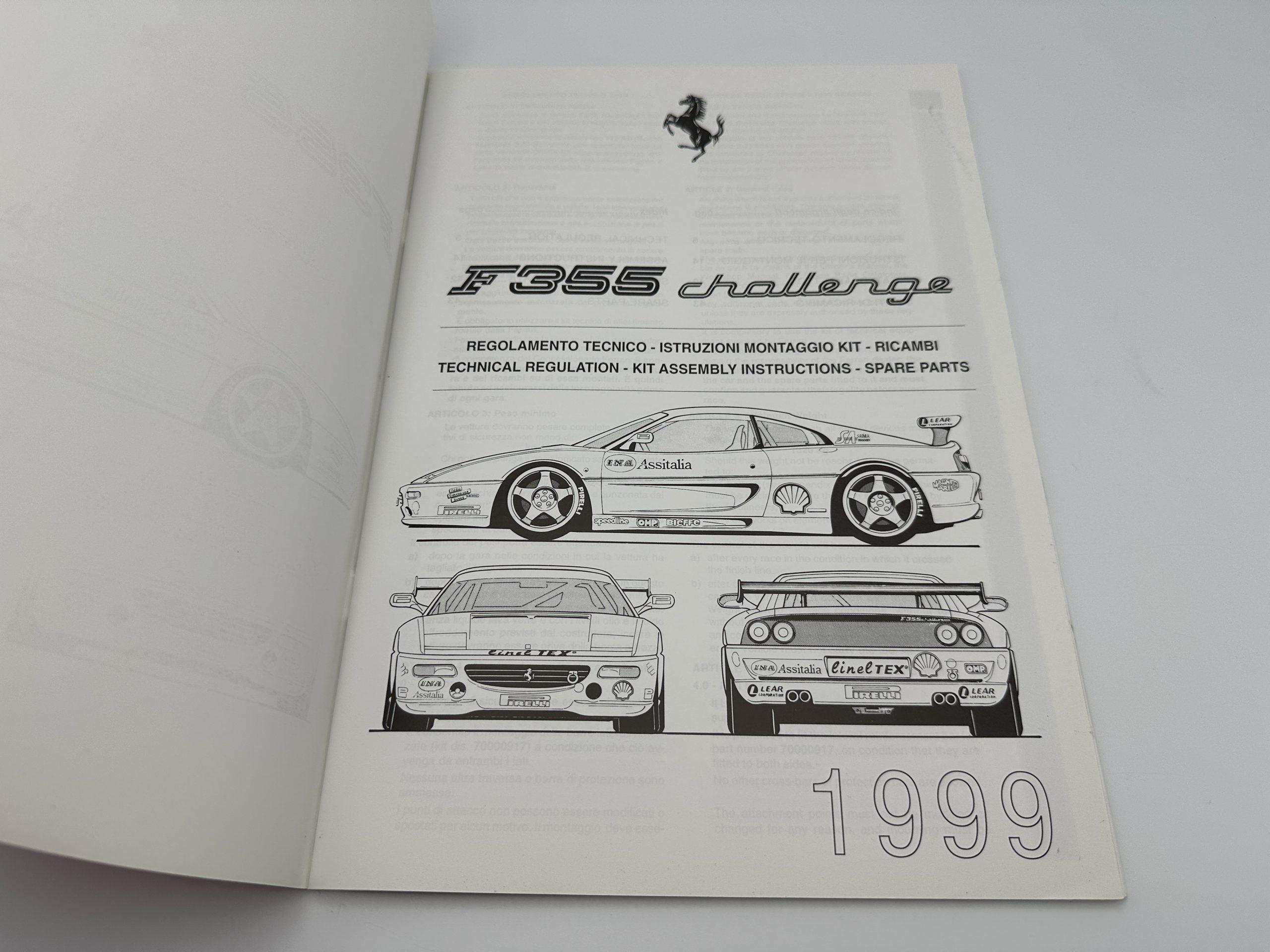 Ferrari F355 Challenge Spare Parts Catalogue 95990399 – #1460/99 – 1999