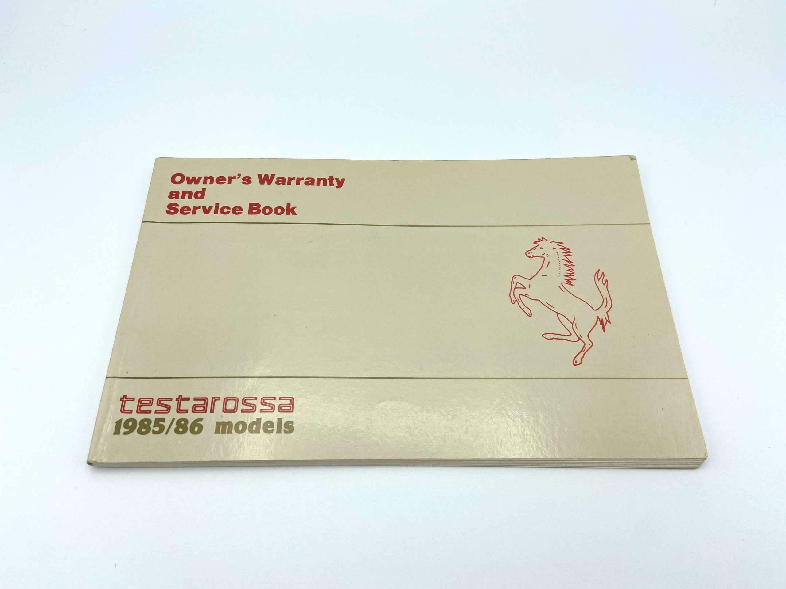 Ferrari Testarossa U.S.Version 1985-86 Models Warranty Card and Owner’s Service Book #346/85