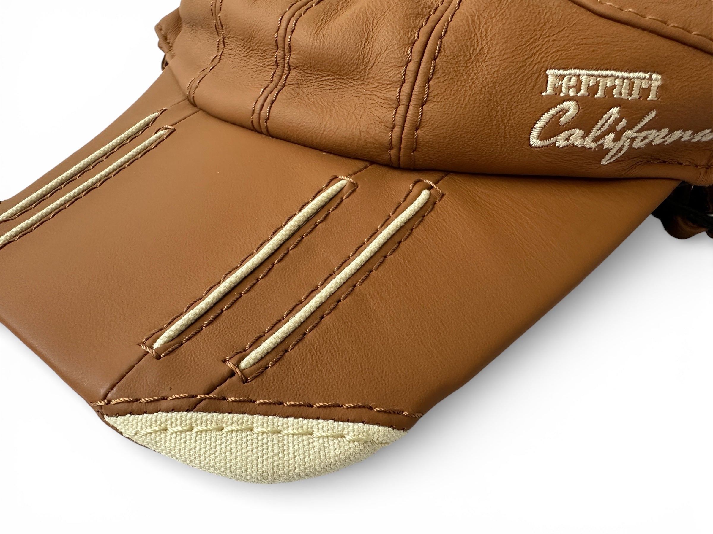 Ferrari California Brown Leather Drivers Cap - Borsalino Italy - Exclusive Accessory