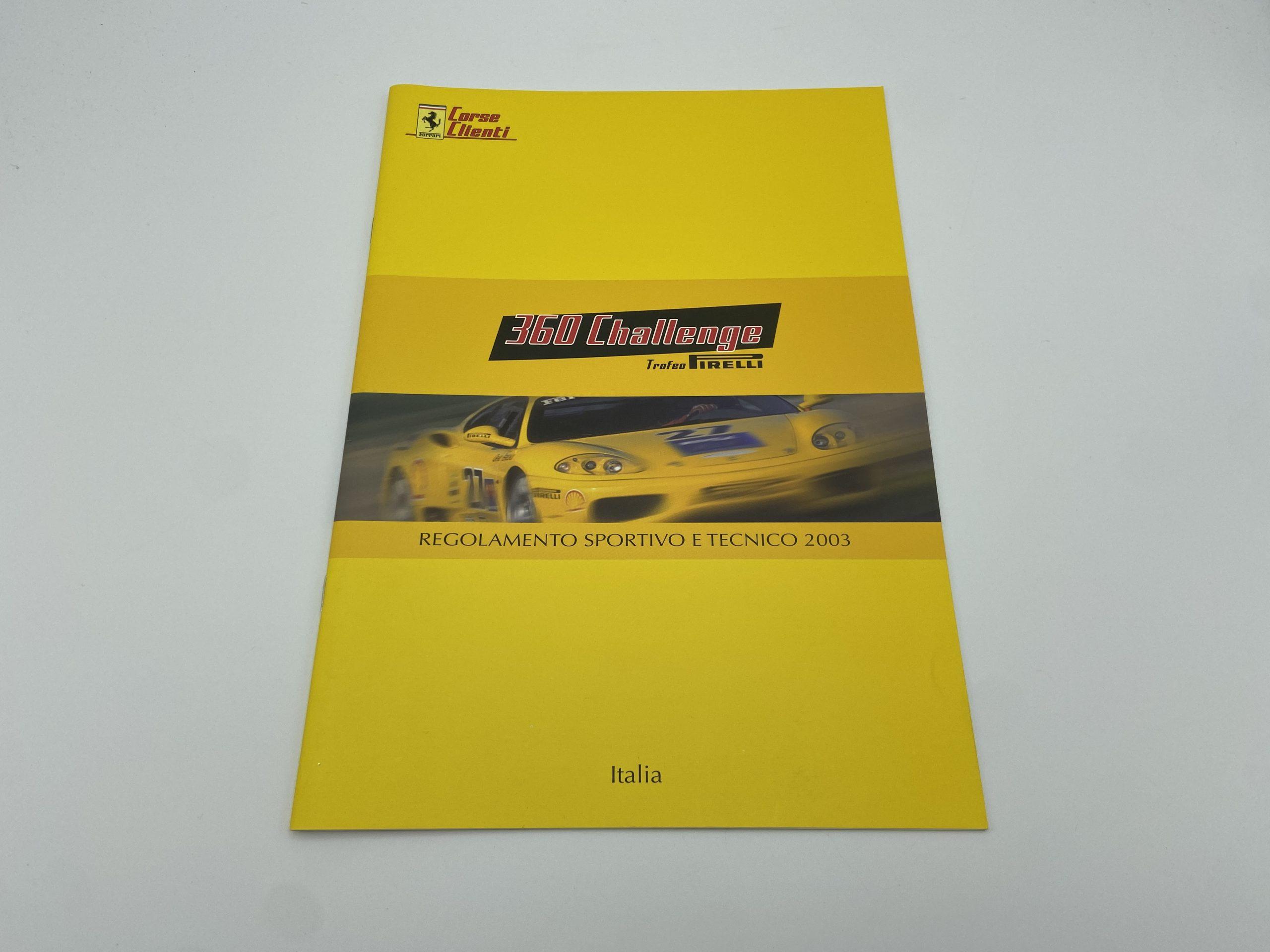 Ferrari 360 Challenge Sporting & Technical Regulations Brochure #1896/03 – Italian – 2003