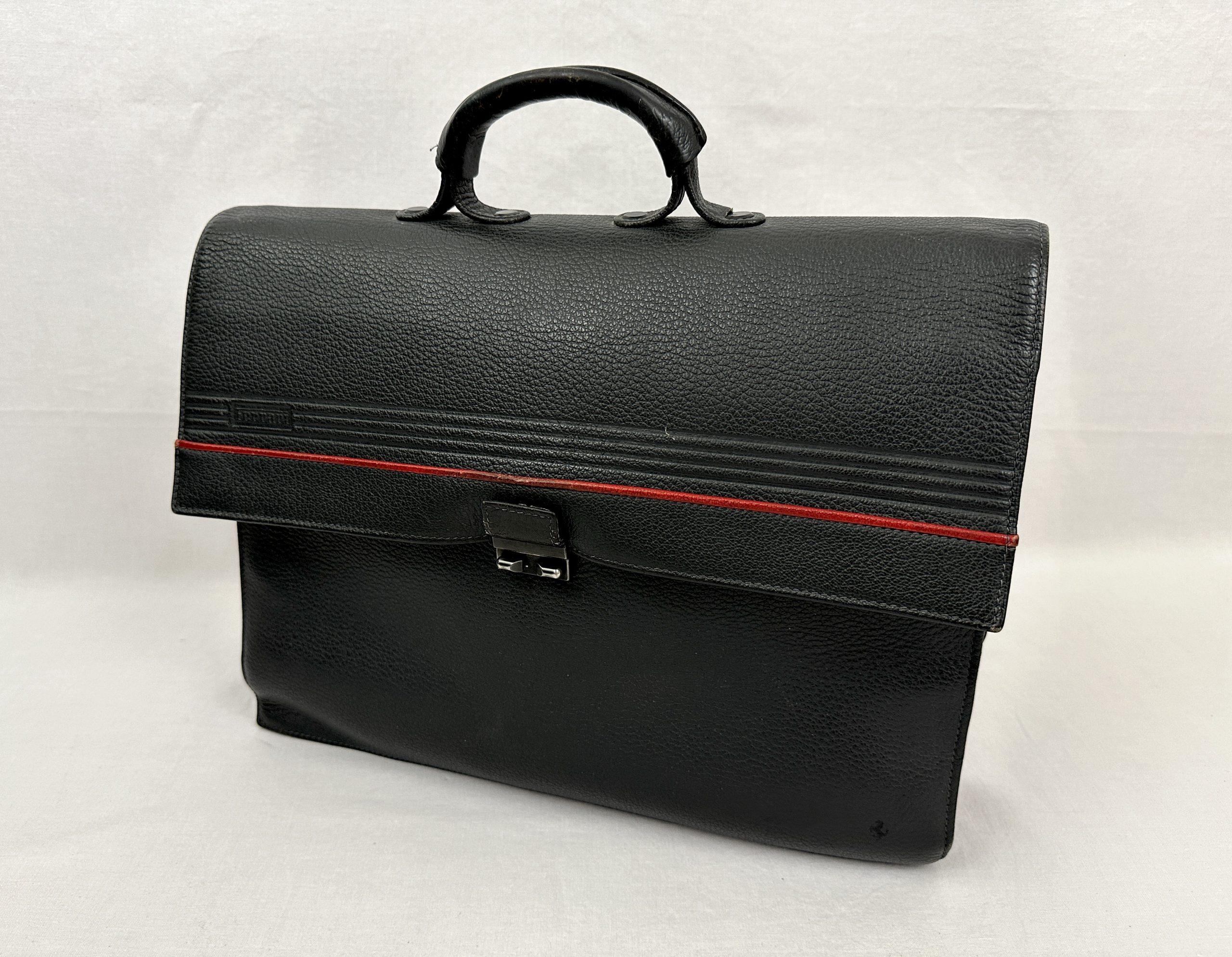 Ferrari Formula Black Leather Business Briefcase, Bag – Cartier Series