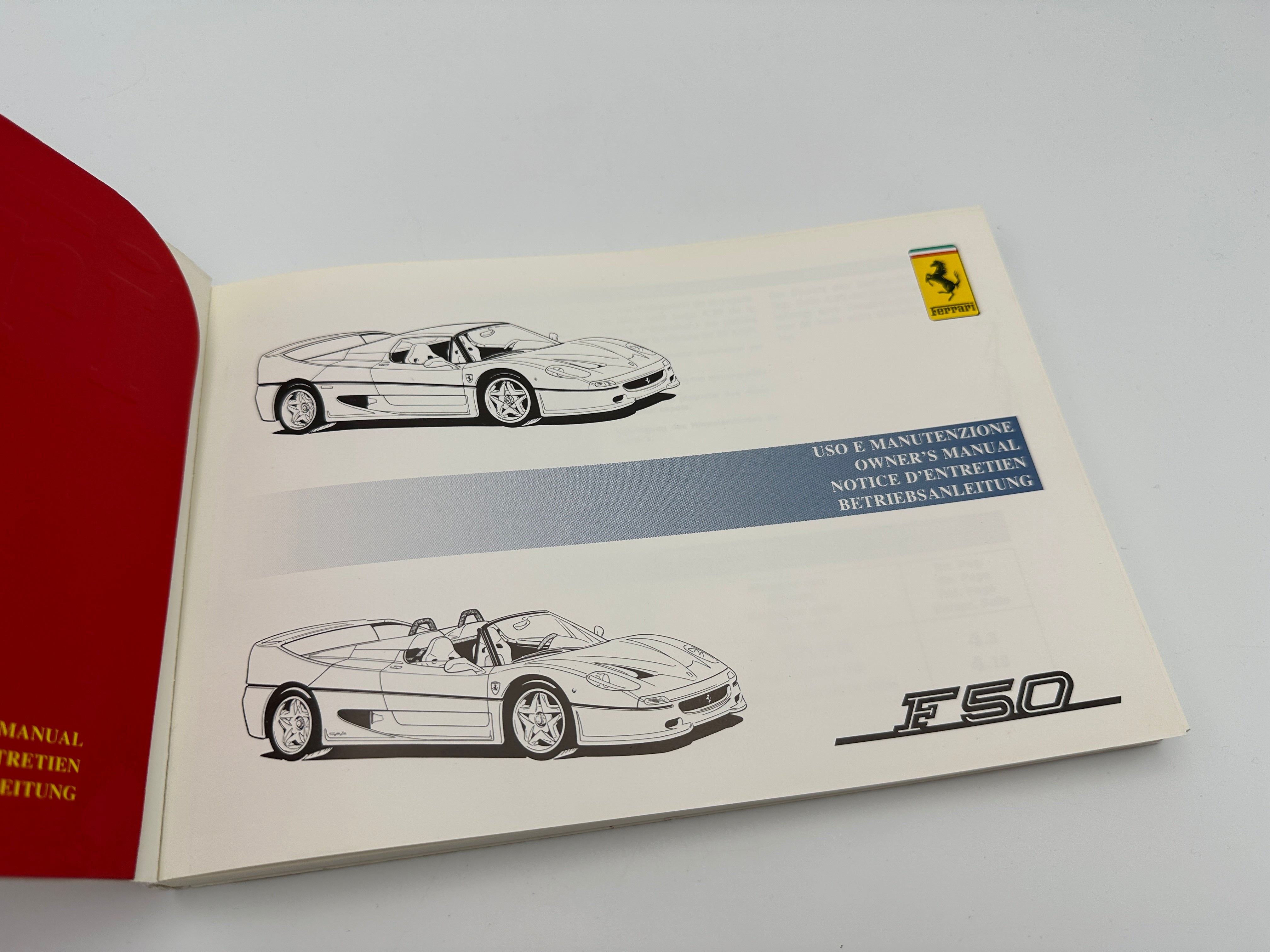 Ferrari F50 Owners Manual, Handbook #991/95 - 1st Edition - 1995