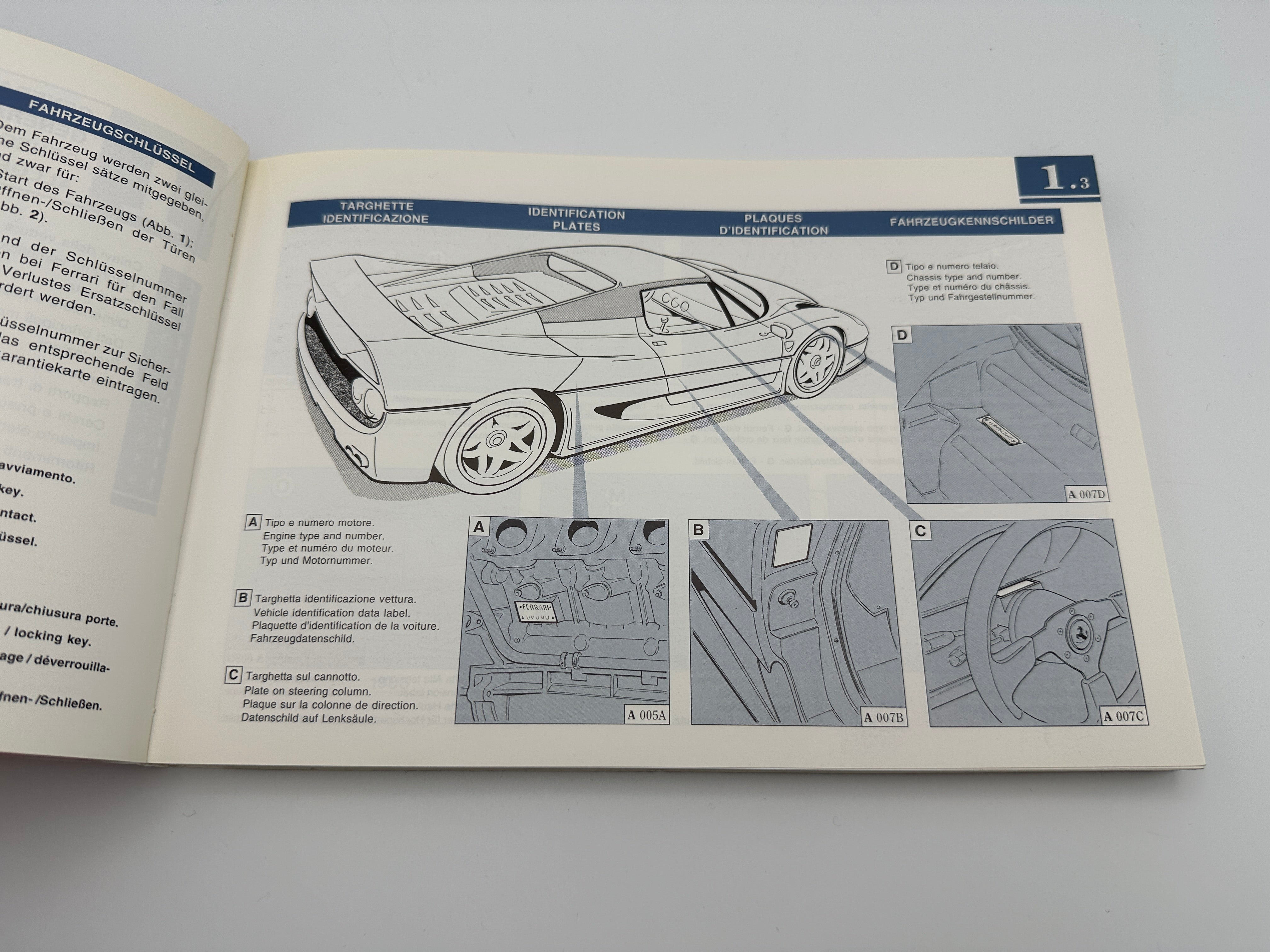 Ferrari F50 Owners Manual, Handbook #991/95 - 1st Edition - 1995