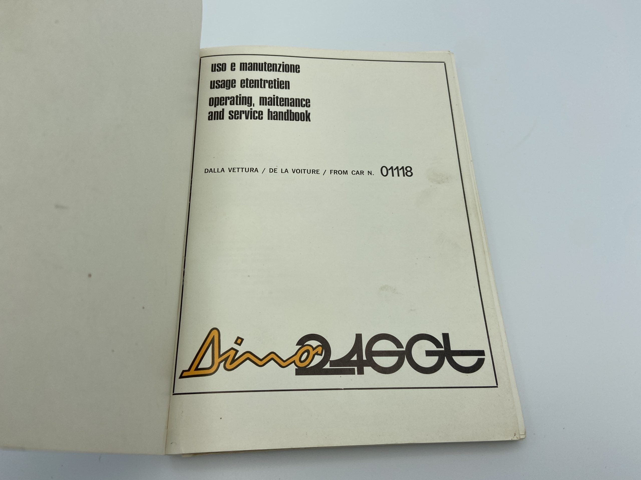 Ferrari Dino 246 GT Owner’s Manual #48/1972