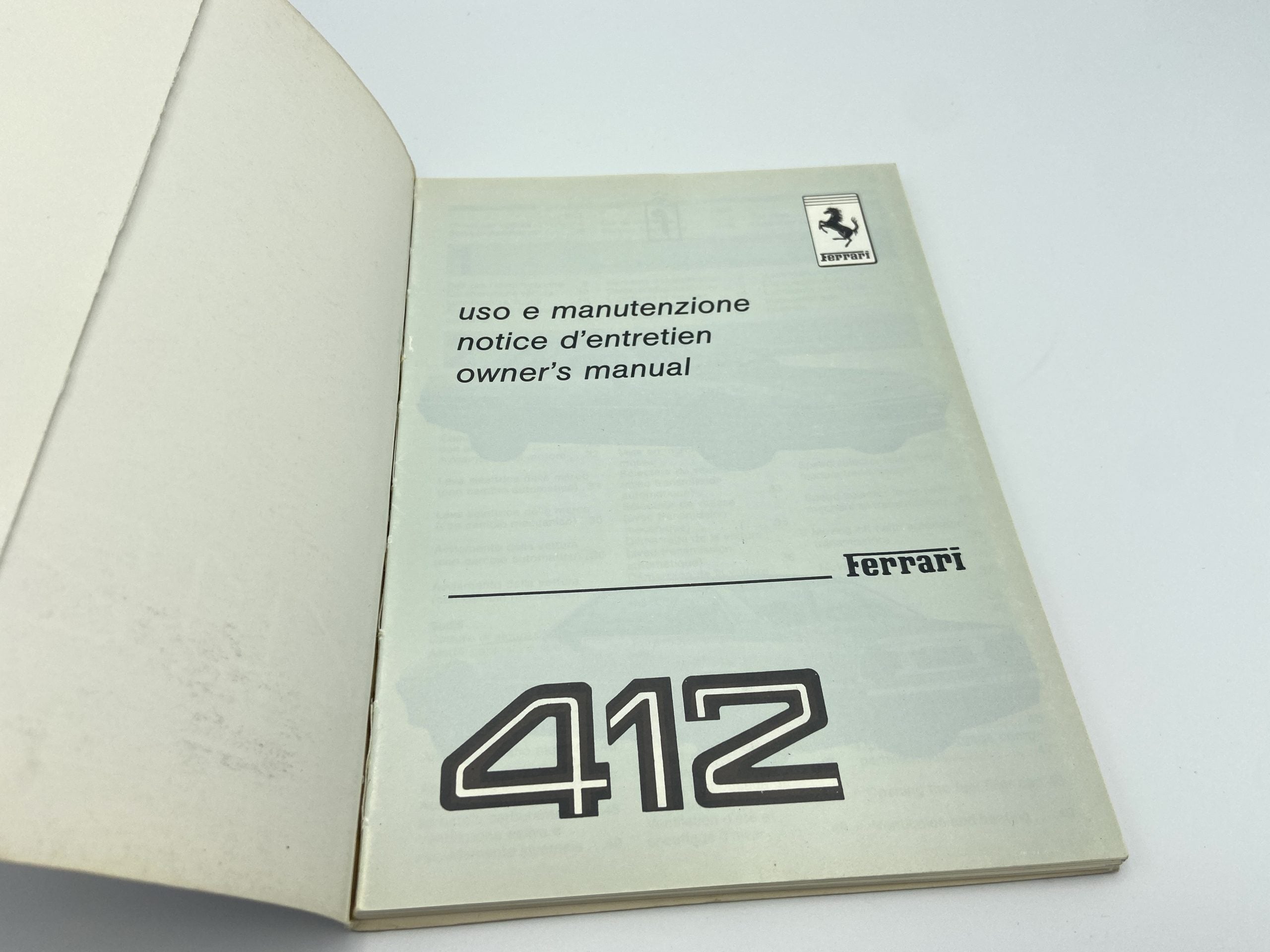 Ferrari 412 Owner’s Manual #417/86 - 1986