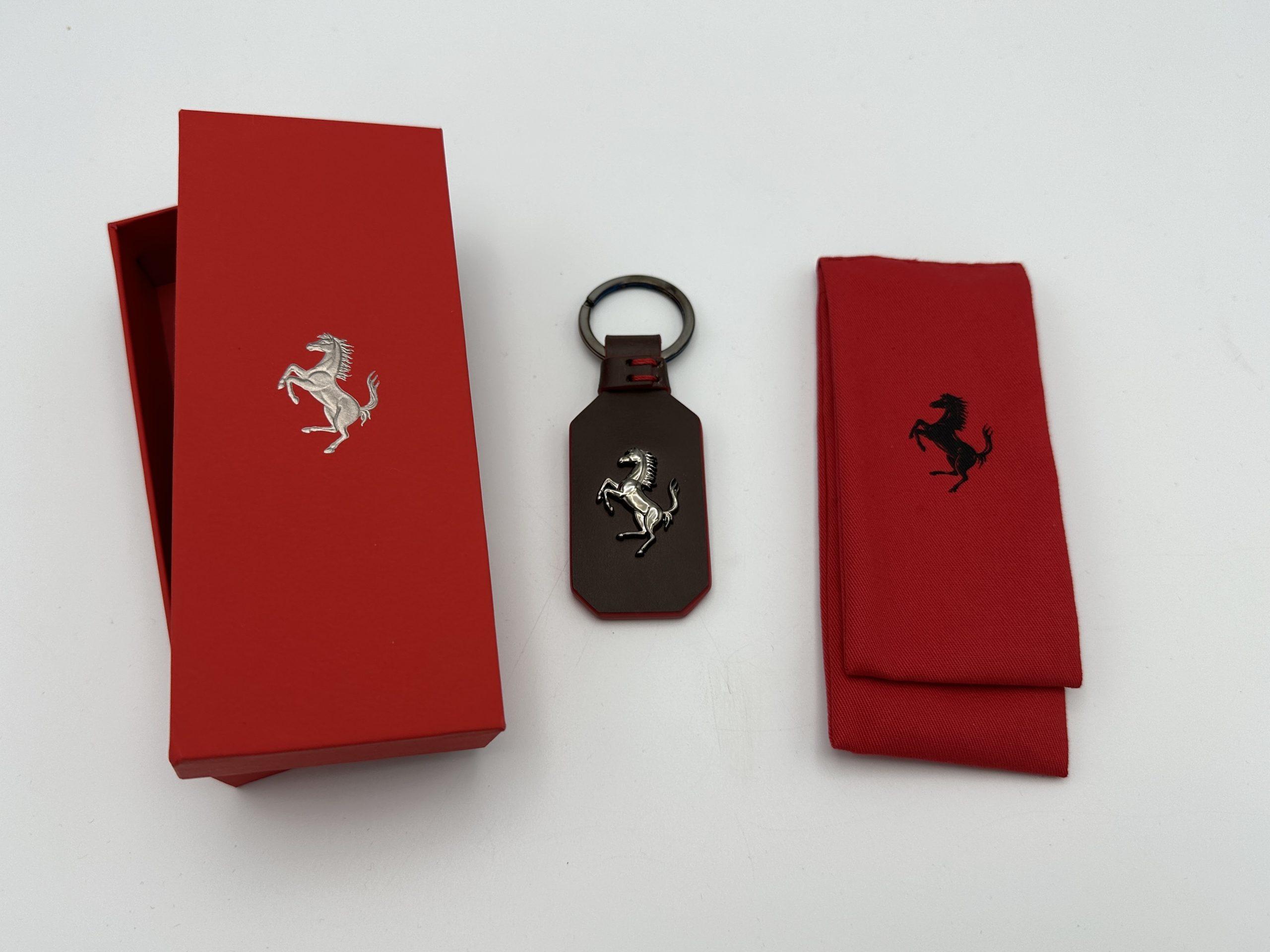 Ferrari Brown Leather Keychain, Keyfob with Prancing Horse – Official Accessory