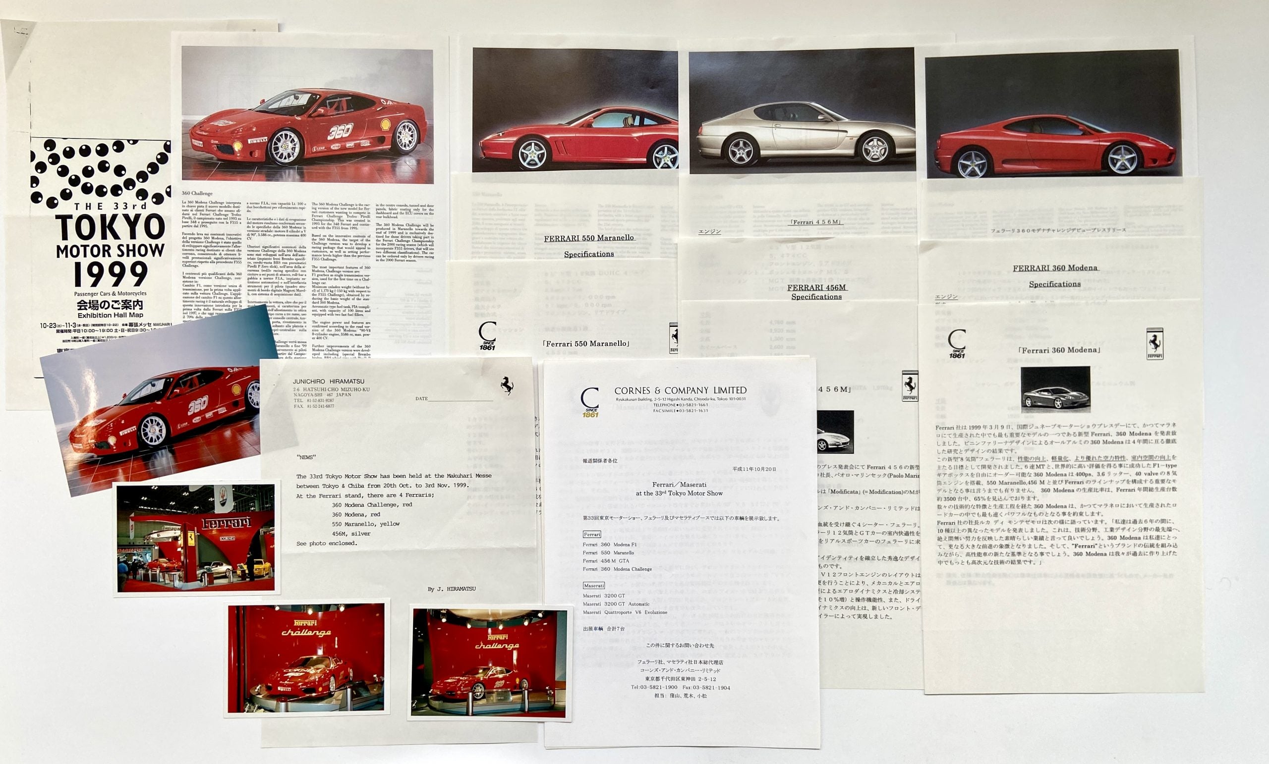 Ferrari 360 Modena, 360 Challenge, 550 Maranello, 456 M GTA, Cornes Press Release Folder – Japanese - Tokyo Motorshow