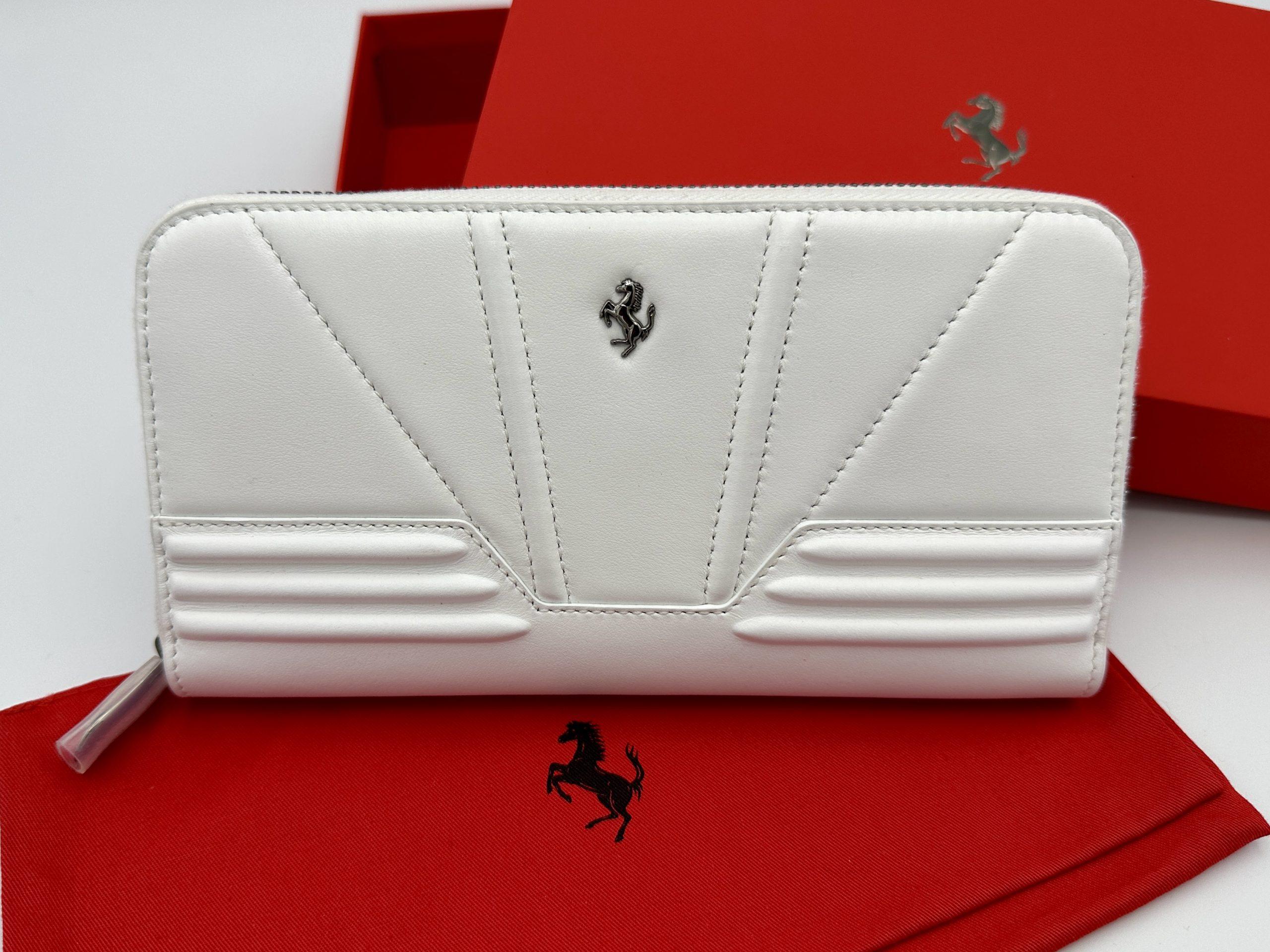 Ferrari White Leather Wallet – Women’s Purse – Official Ferrari Luxury Accessory