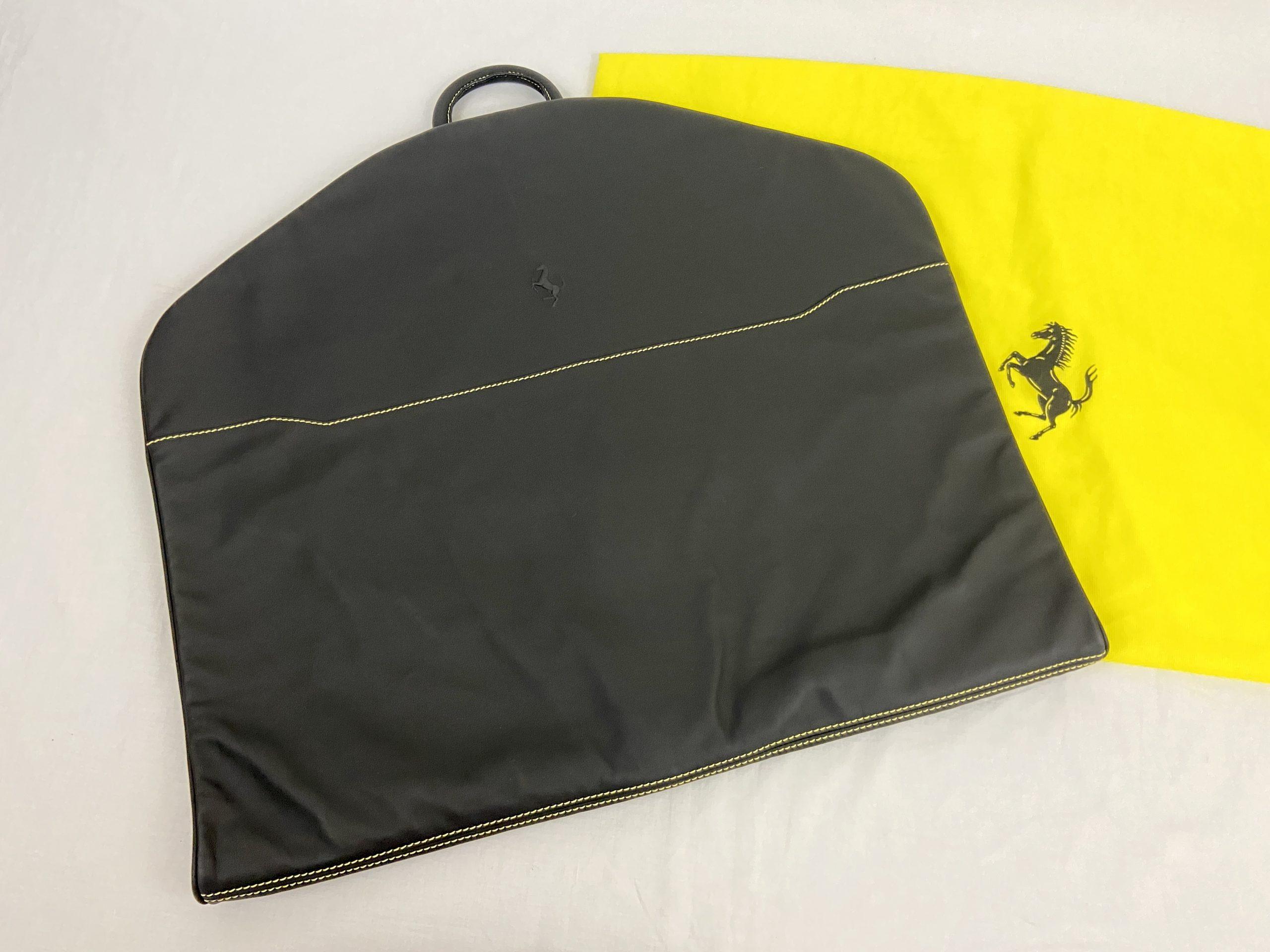 Ferrari California Black Leather Suit-Carrier, Garment Bag, Luggage Piece – Schedoni - Yellow Stitching