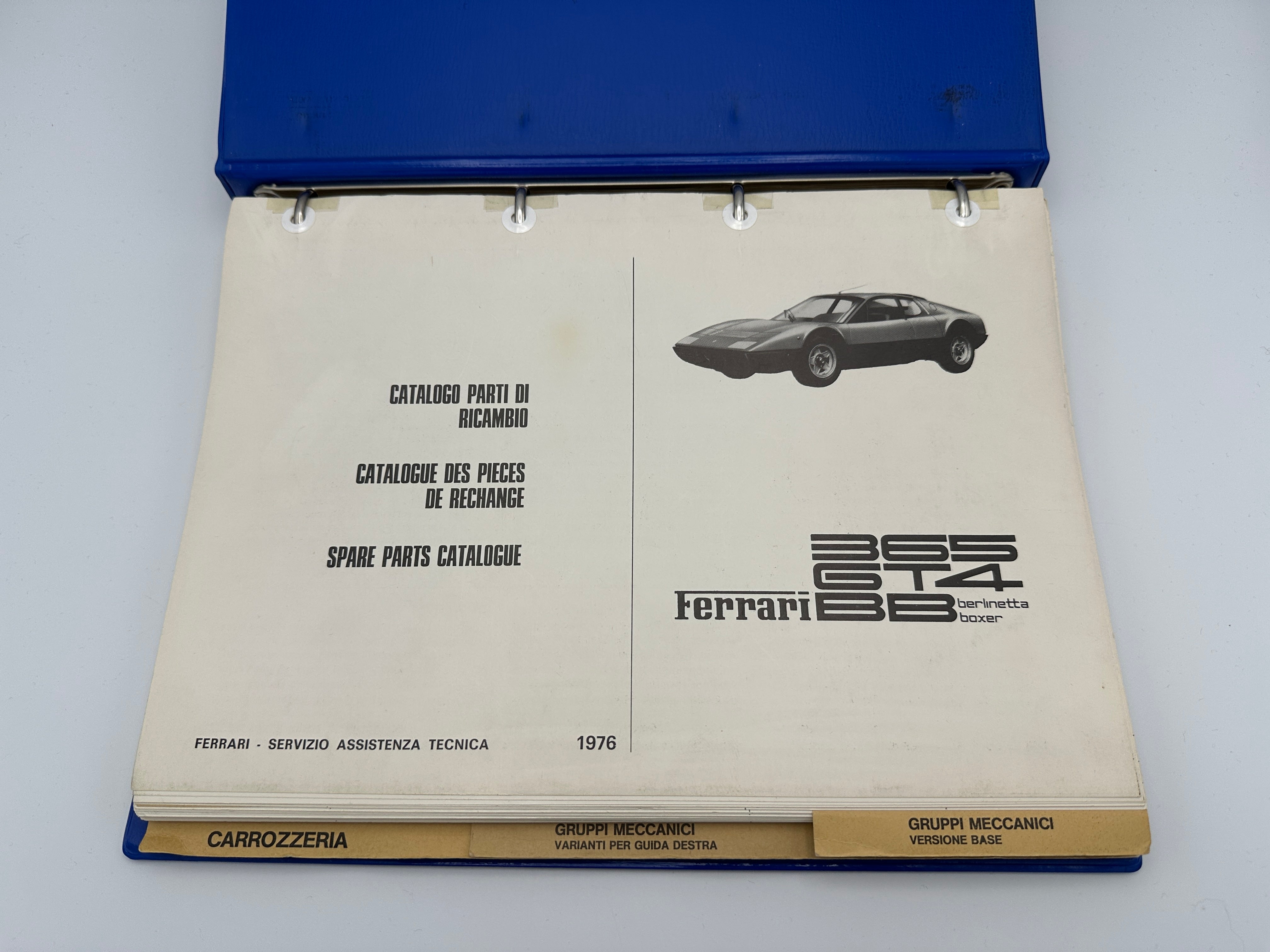 Ferrari 365 GT4 Berlinetta Boxer Spare Parts Catalogue #118/76 – 1976