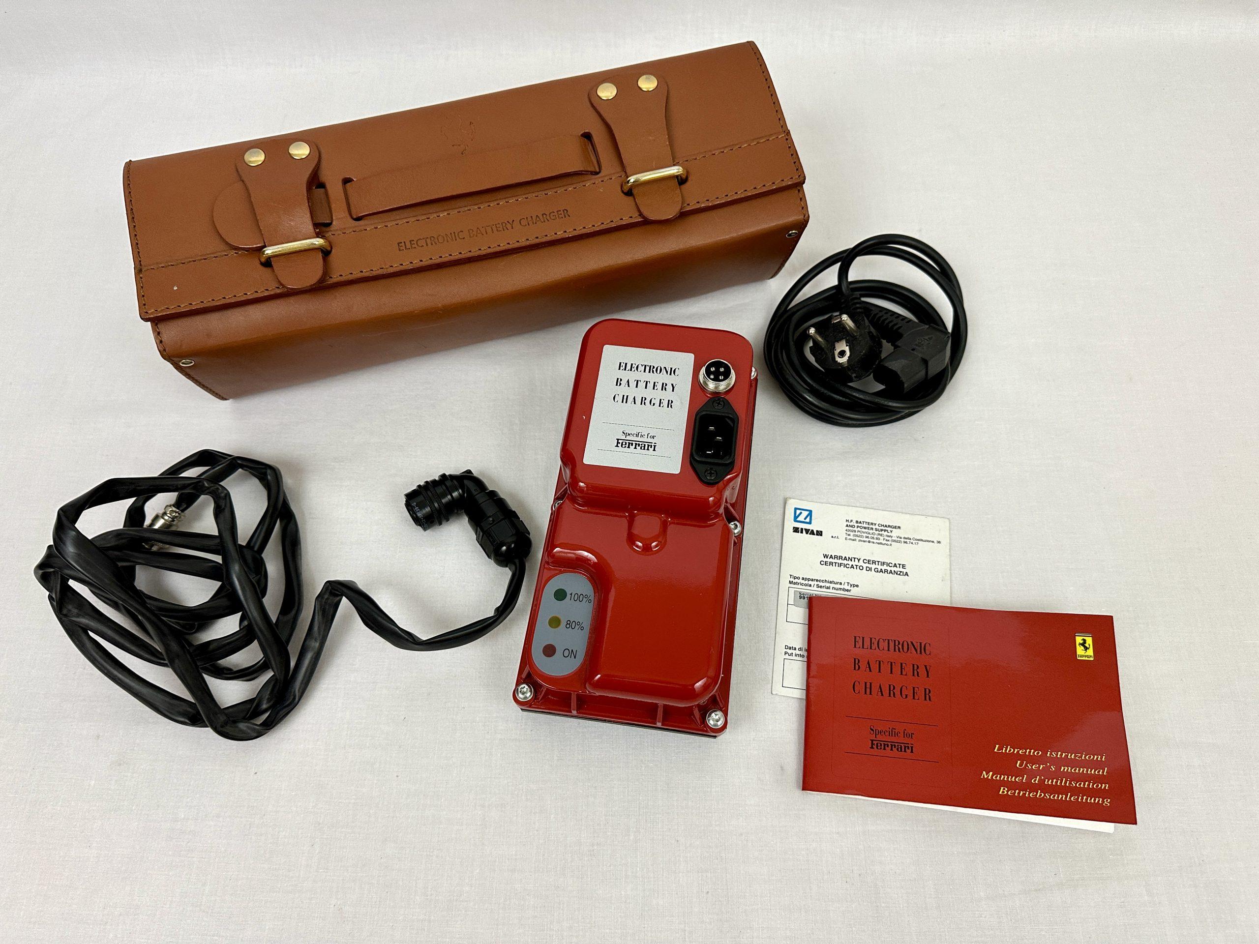 Ferrari Electronic Battery Charger - Schedoni Leather Case - GTO, F40, F50, 348, 328, Testarossa etc.