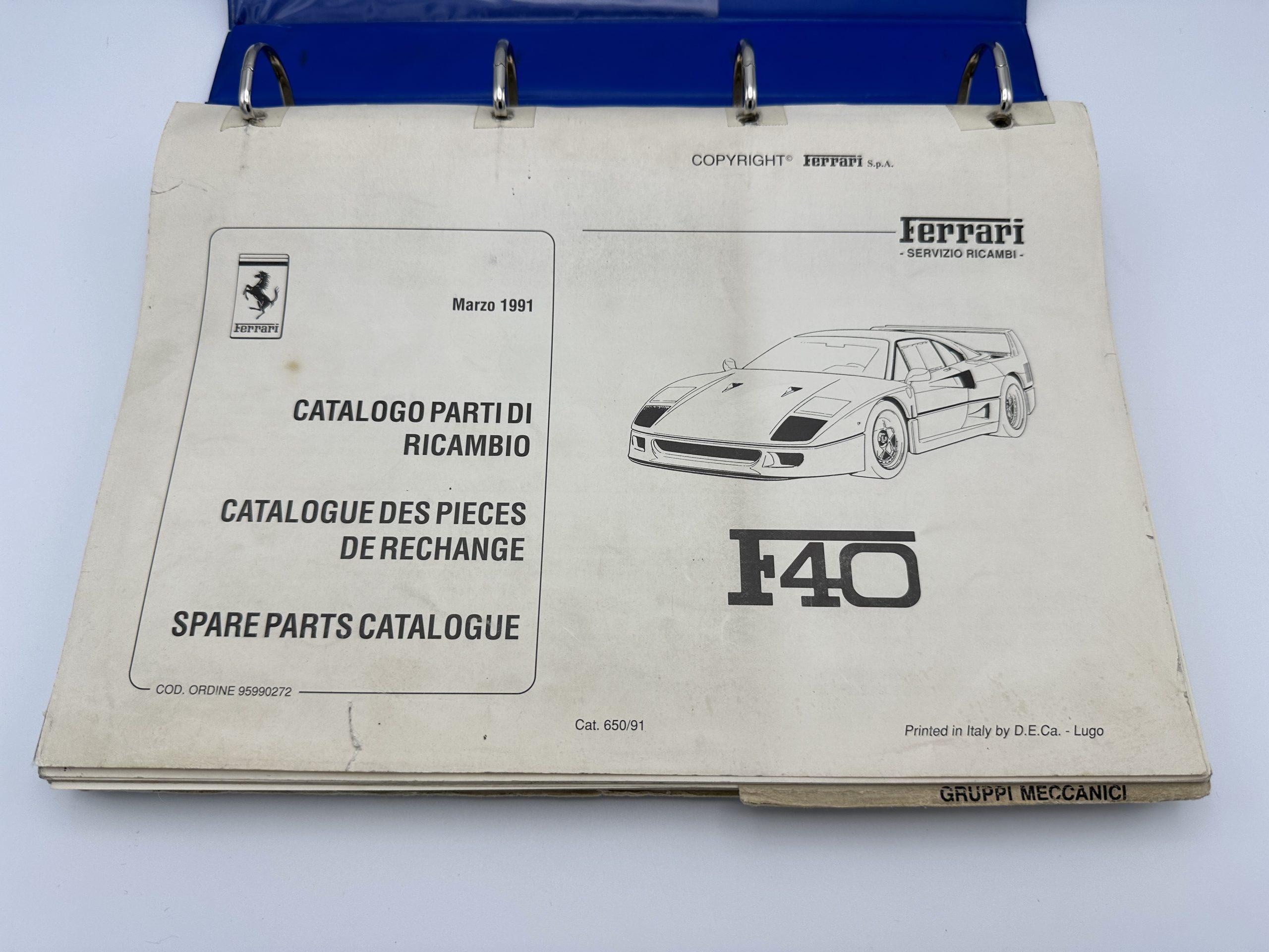 Ferrari F40 Spare Parts Catalogue #650/91 – 1991