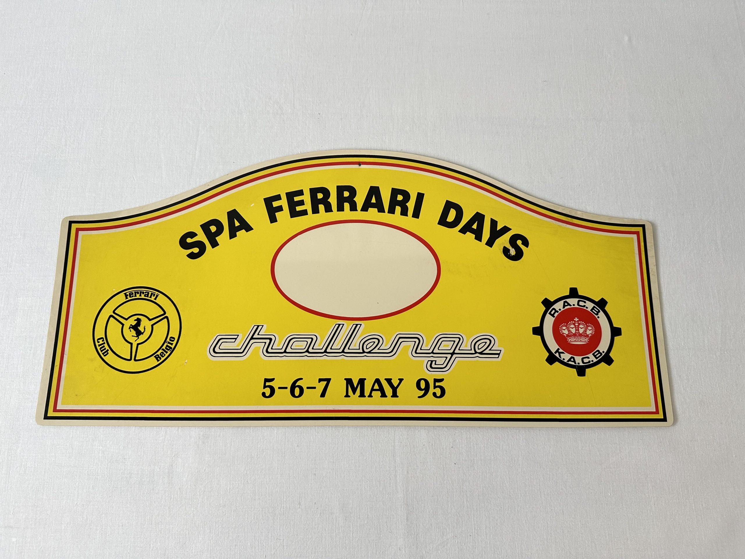 Ferrari F355 Challenge Participant Shield, Plaque - Spa Ferrari Days 1995