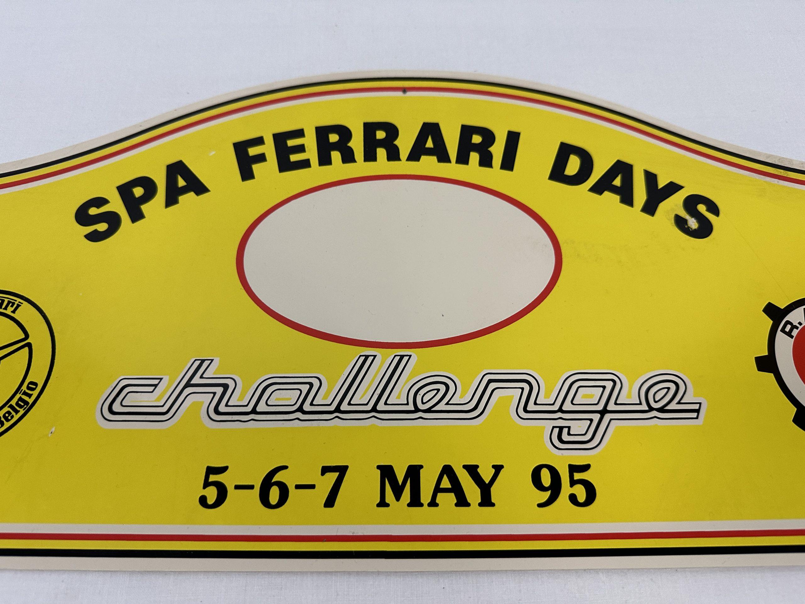 Ferrari F355 Challenge Participant Shield, Plaque - Spa Ferrari Days 1995