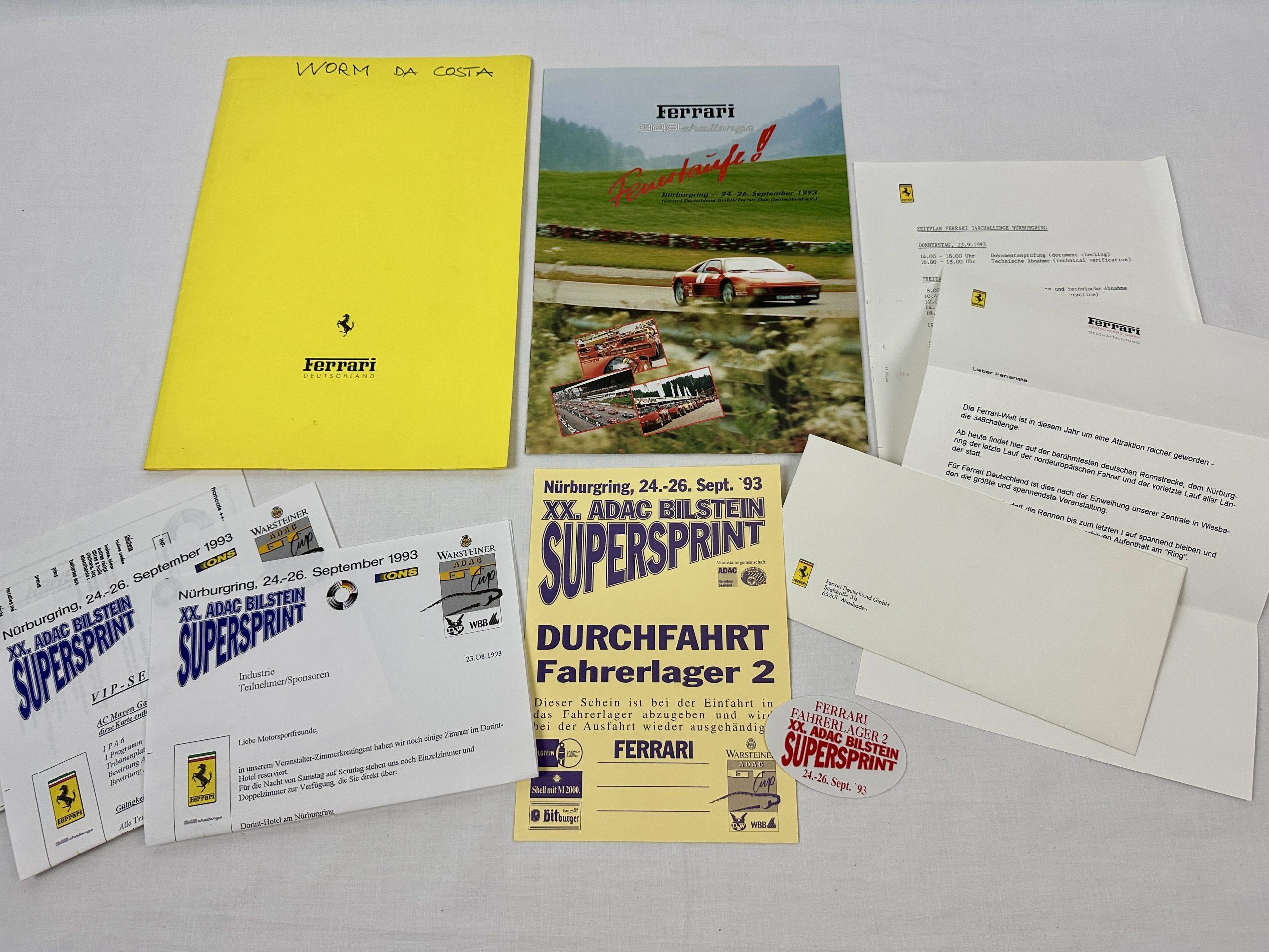 Ferrari 348 Challenge Nurburgring 1993 - Participants Folder, Brochure