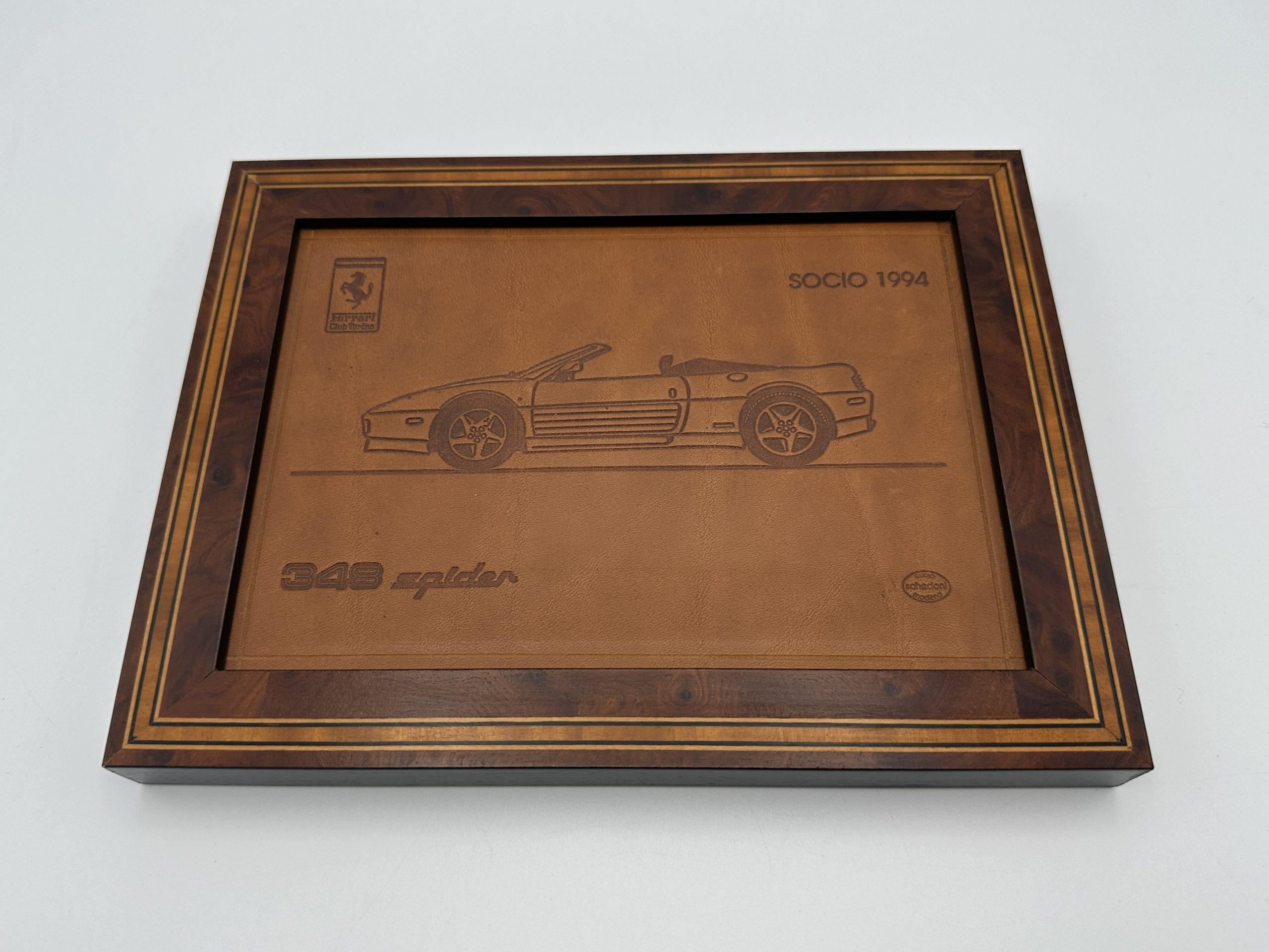 Ferrari 348 Spider Schedoni Leather Plaque – Socio 1994 – Club Italia