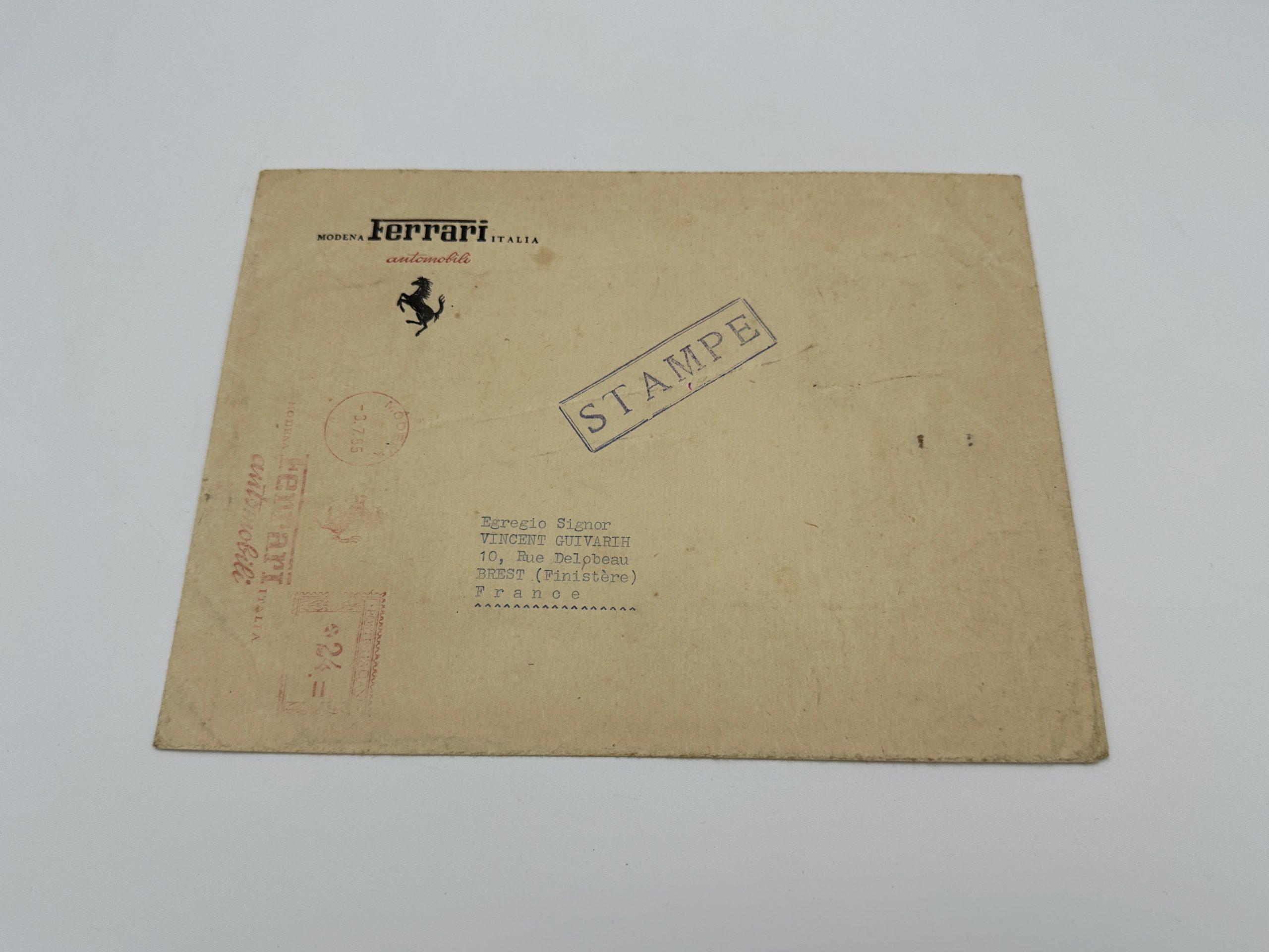 Ferrari Early Factory Letter and Envelop – July 1955